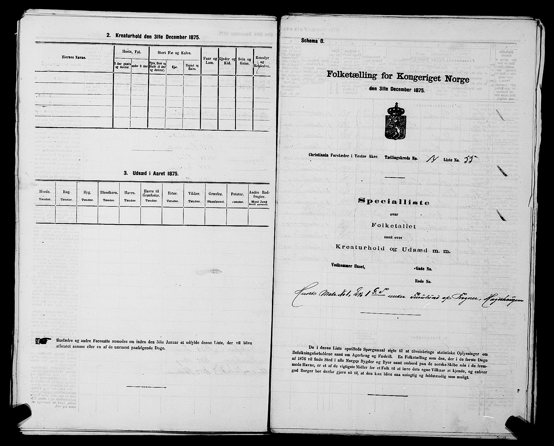 RA, 1875 census for 0218aP Vestre Aker, 1875, p. 2355