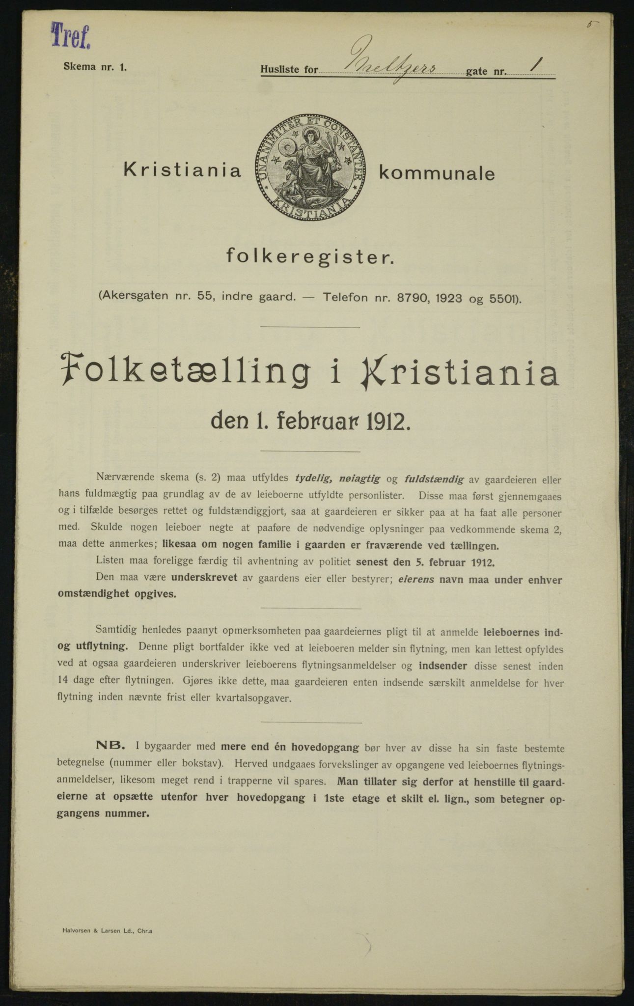 OBA, Municipal Census 1912 for Kristiania, 1912, p. 65650