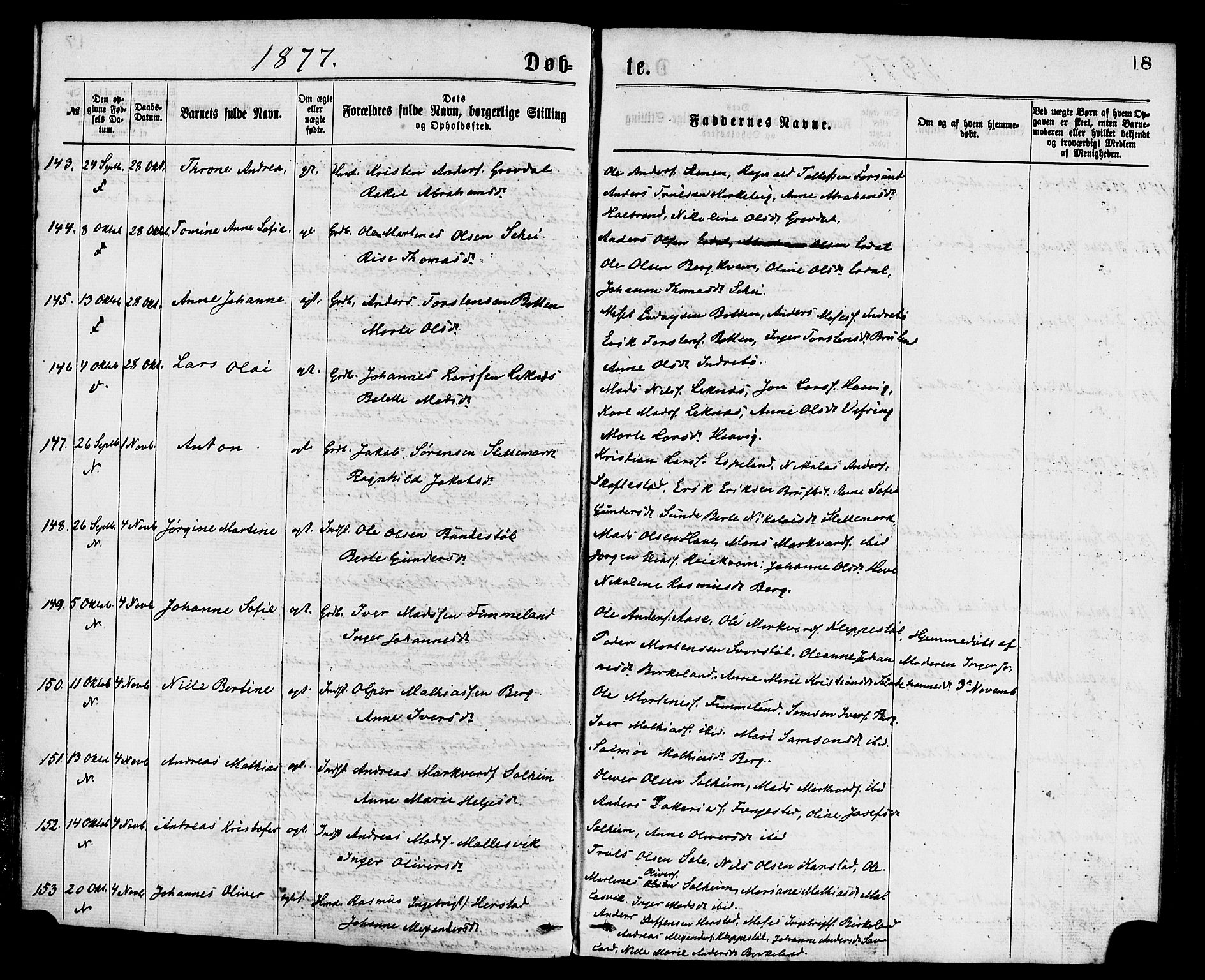 Førde sokneprestembete, AV/SAB-A-79901/H/Haa/Haaa/L0011: Parish register (official) no. A 11, 1877-1880, p. 18