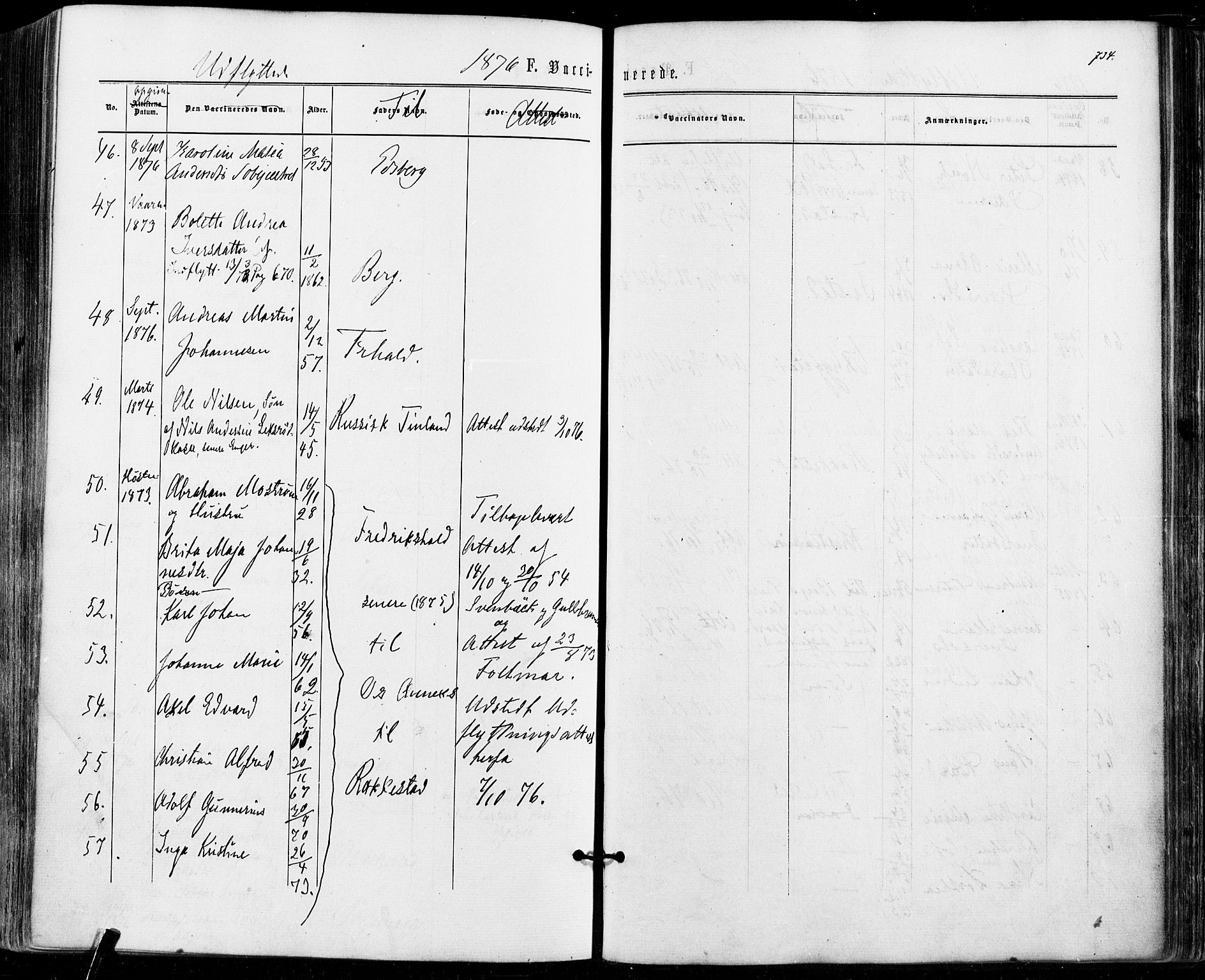 Aremark prestekontor Kirkebøker, SAO/A-10899/F/Fc/L0004: Parish register (official) no. III 4, 1866-1877, p. 733-734