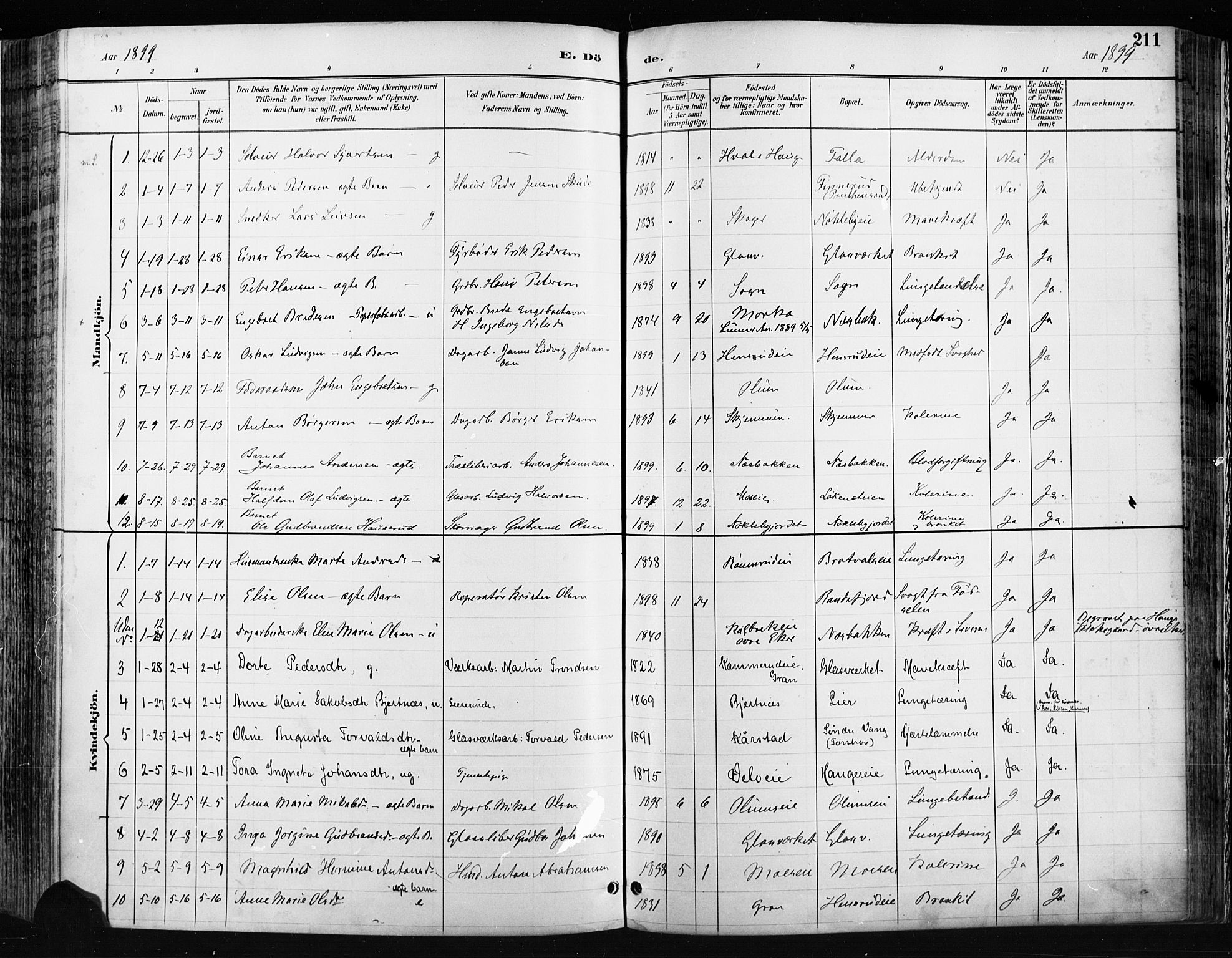 Jevnaker prestekontor, SAH/PREST-116/H/Ha/Haa/L0009: Parish register (official) no. 9, 1891-1901, p. 211