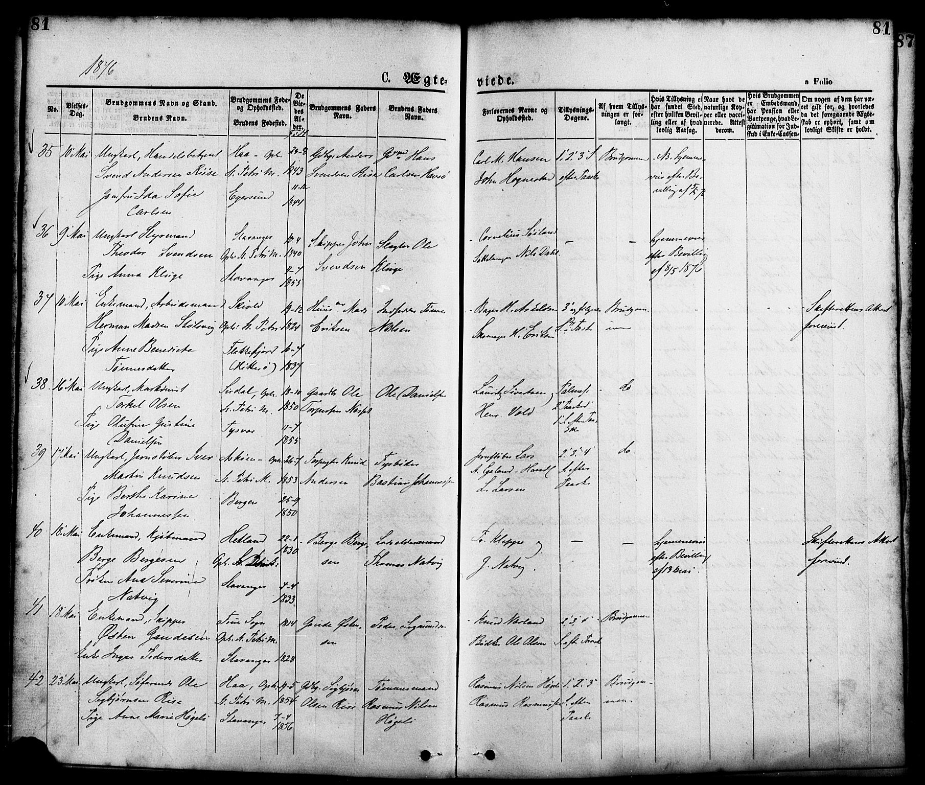 St. Petri sokneprestkontor, AV/SAST-A-101813/001/30/30BA/L0010: Parish register (official) no. A 10, 1869-1878, p. 81