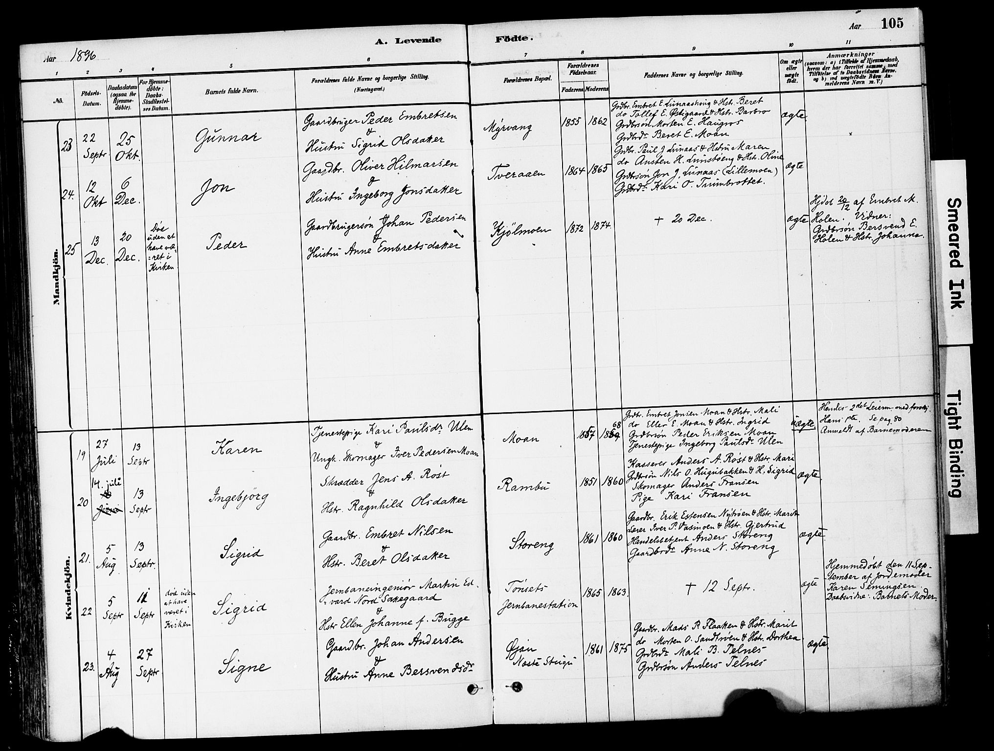 Tynset prestekontor, AV/SAH-PREST-058/H/Ha/Haa/L0022: Parish register (official) no. 22, 1880-1899, p. 105