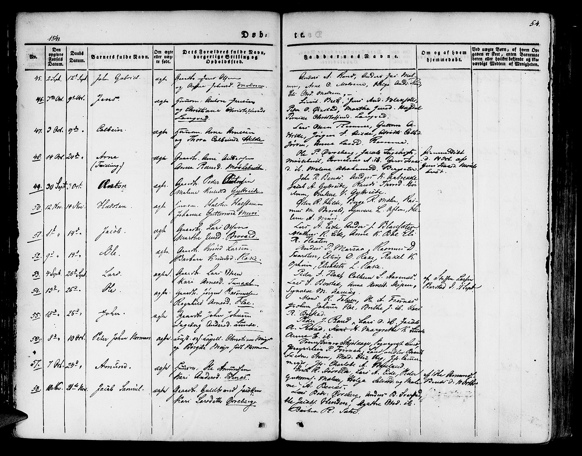 Innvik sokneprestembete, SAB/A-80501: Parish register (official) no. A 4I, 1831-1846, p. 54