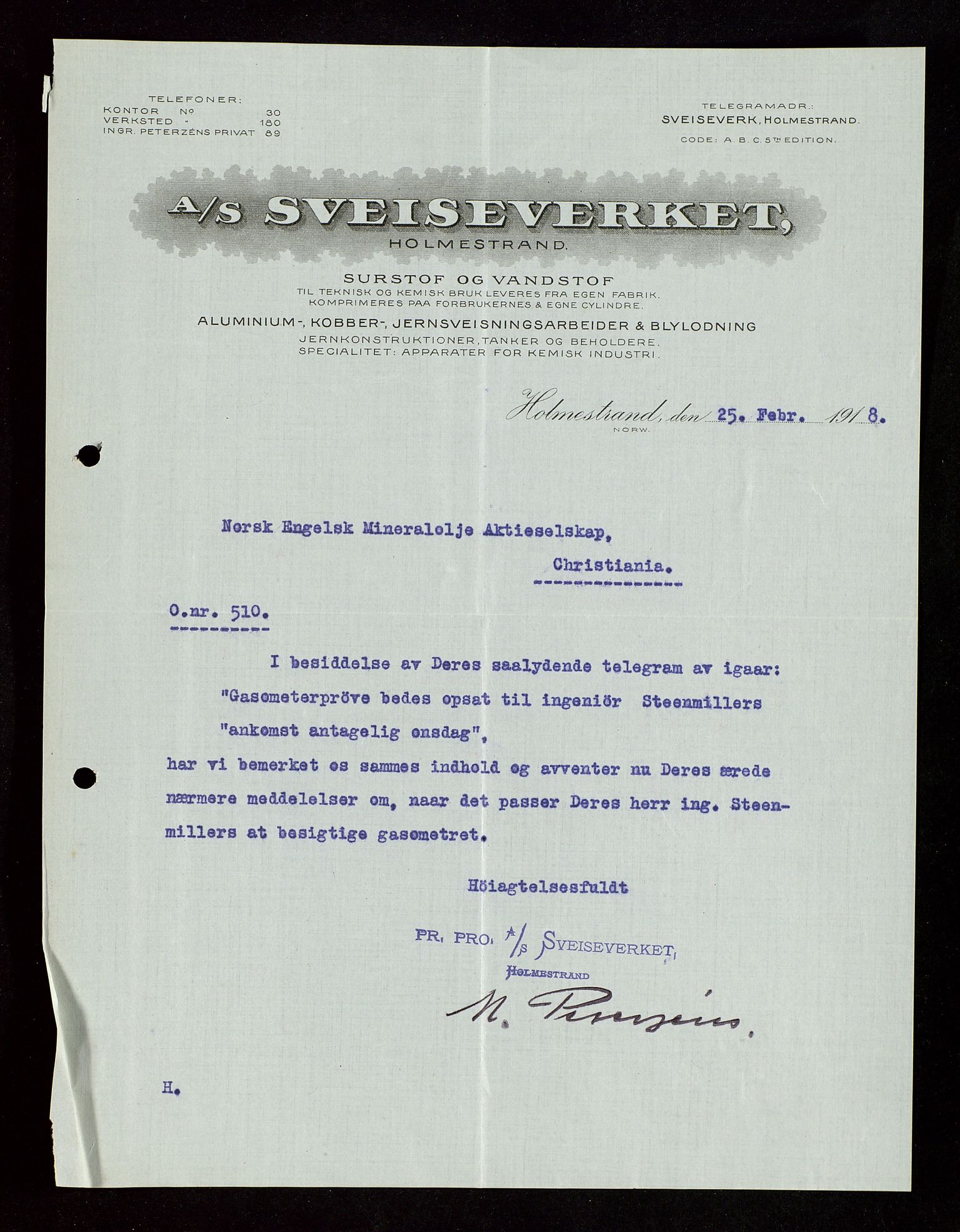 Pa 1521 - A/S Norske Shell, AV/SAST-A-101915/E/Ea/Eaa/L0003: Sjefskorrespondanse, 1918, p. 265