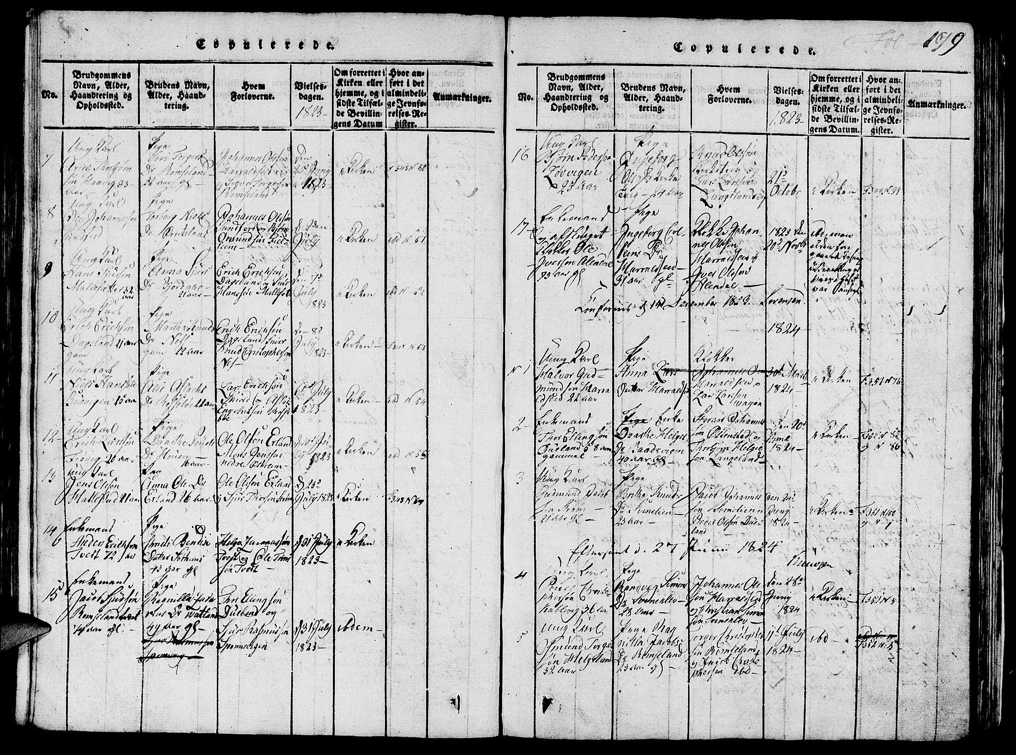 Skjold sokneprestkontor, AV/SAST-A-101847/H/Ha/Hab/L0001: Parish register (copy) no. B 1, 1815-1835, p. 199