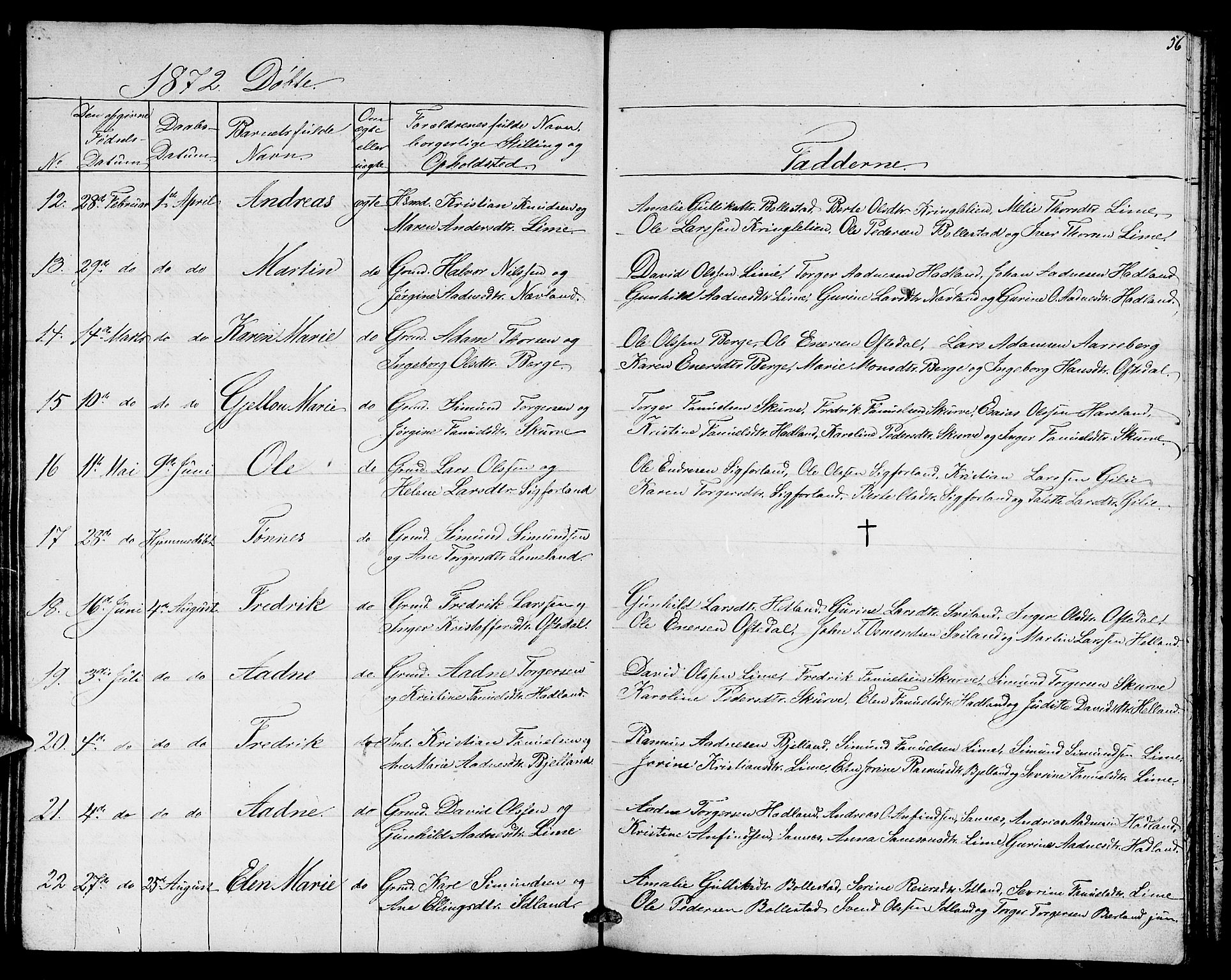 Lye sokneprestkontor, AV/SAST-A-101794/001/30BB/L0003: Parish register (copy) no. B 3, 1852-1874, p. 56