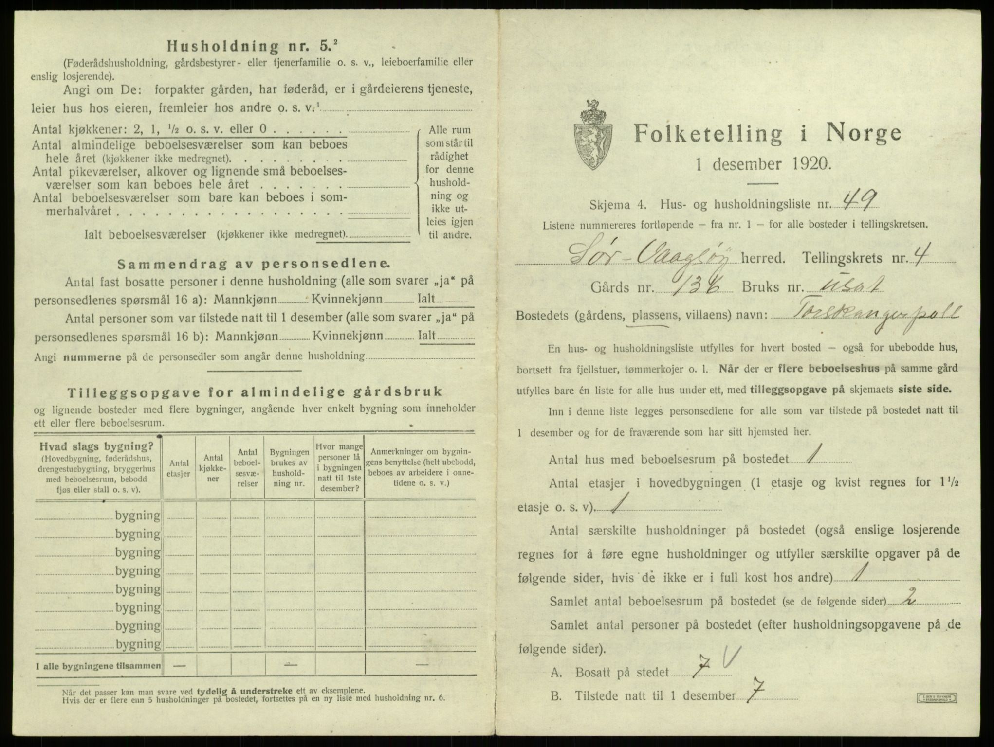 SAB, 1920 census for Sør-Vågsøy, 1920, p. 296