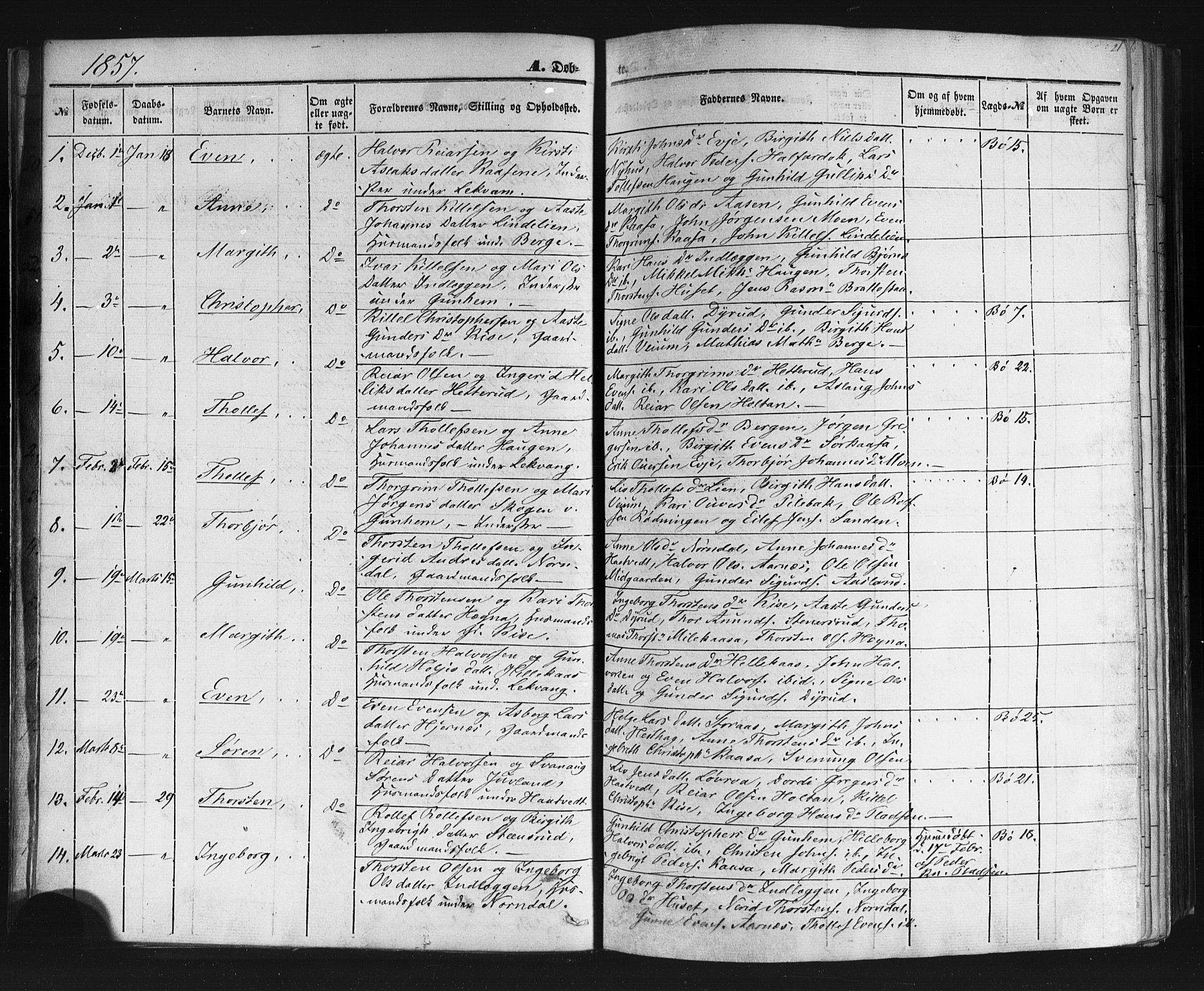 Sauherad kirkebøker, AV/SAKO-A-298/F/Fb/L0001: Parish register (official) no. II 1, 1851-1877, p. 21