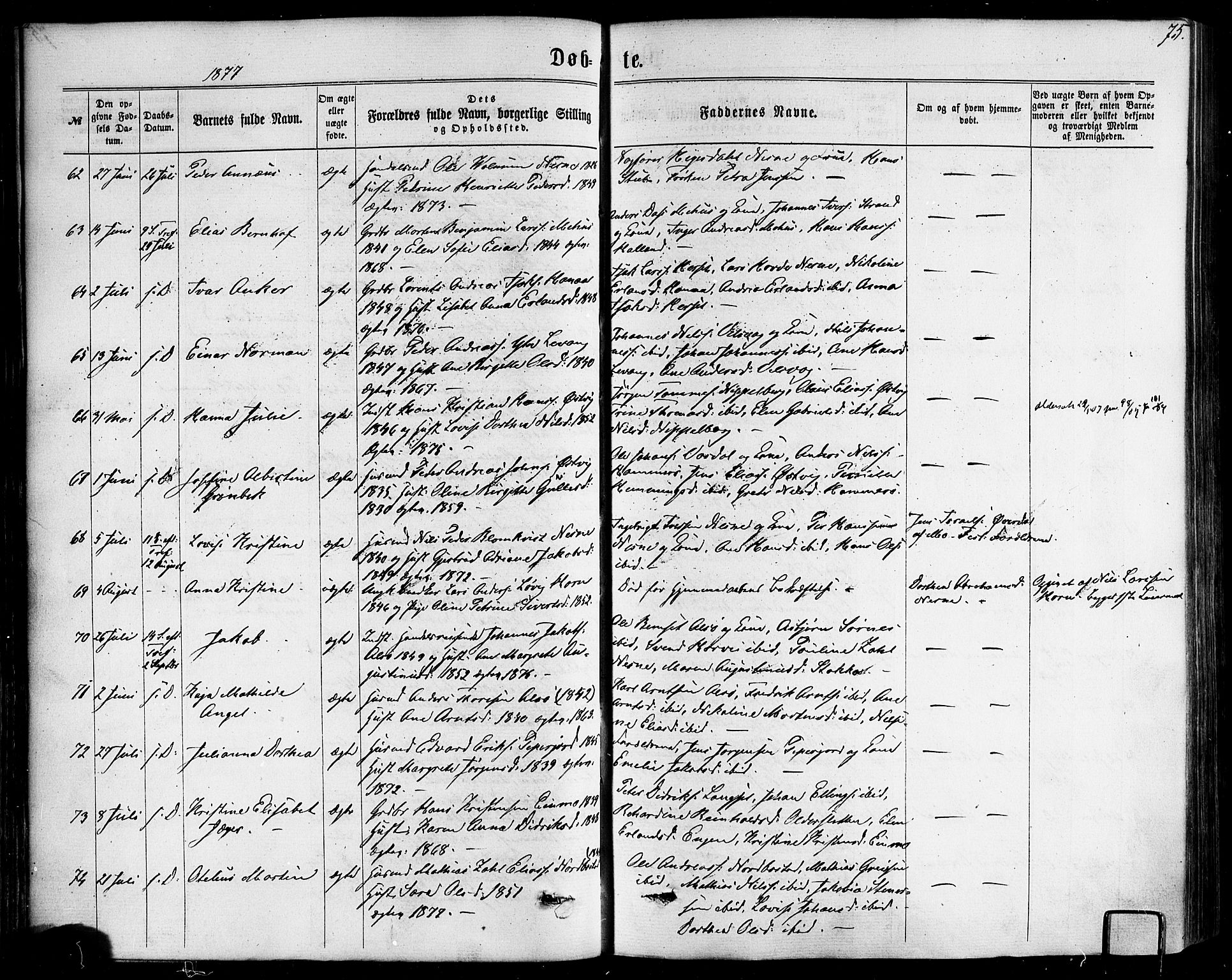 Ministerialprotokoller, klokkerbøker og fødselsregistre - Nordland, AV/SAT-A-1459/838/L0551: Parish register (official) no. 838A09, 1864-1880, p. 75