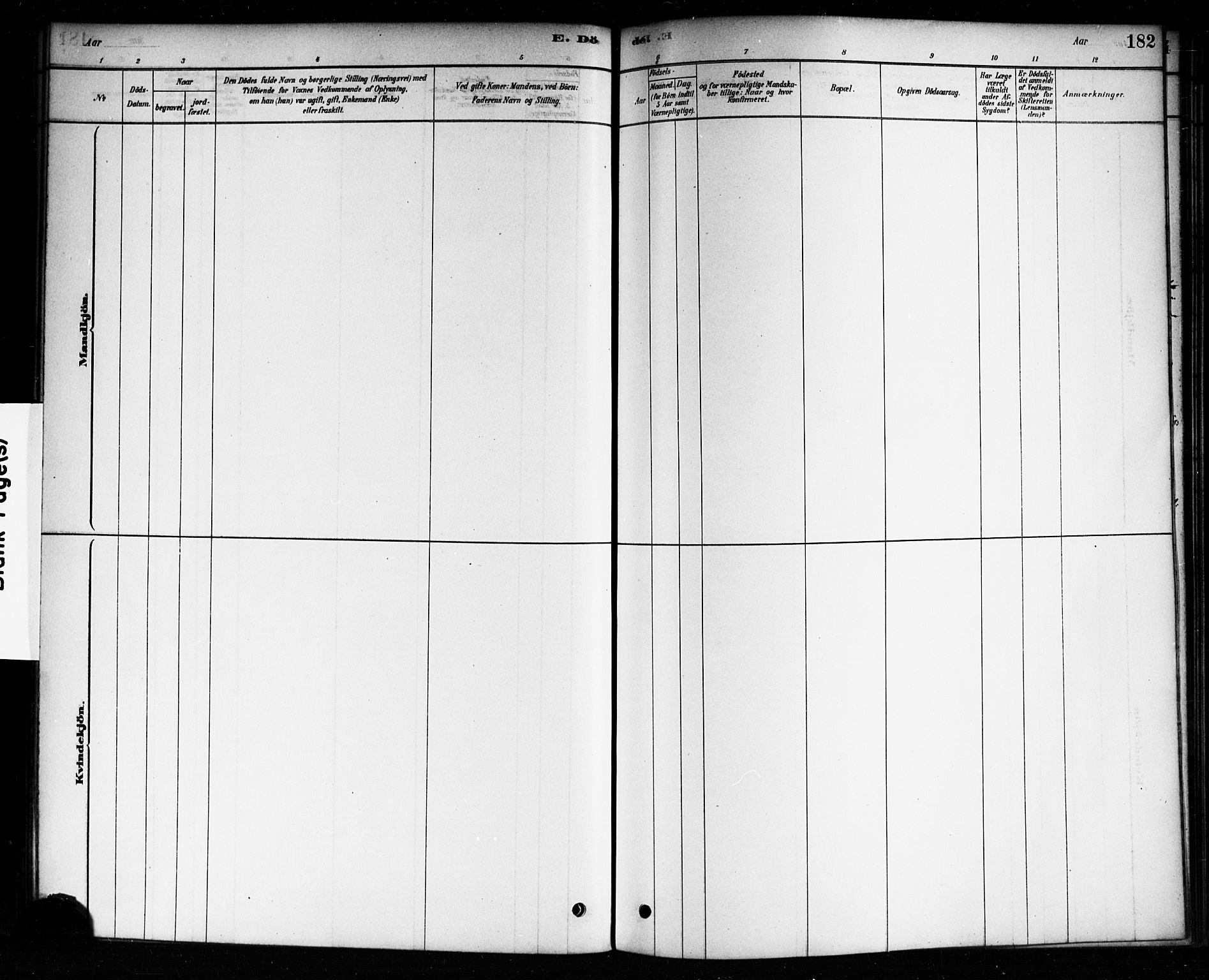 Aremark prestekontor Kirkebøker, SAO/A-10899/F/Fb/L0004: Parish register (official) no. II 4, 1878-1895, p. 182