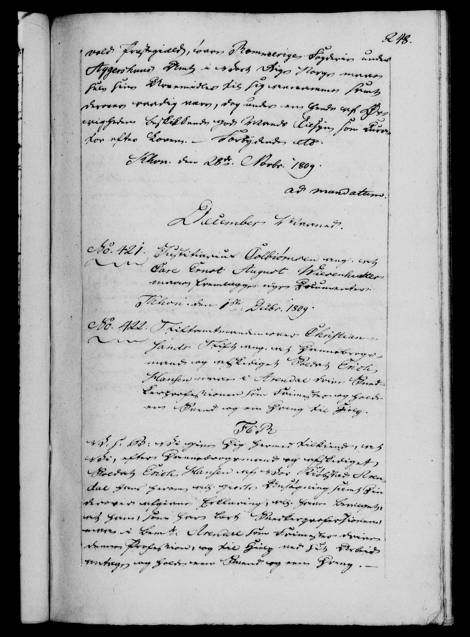 Danske Kanselli 1800-1814, AV/RA-EA-3024/H/Hf/Hfb/Hfba/L0004: Registranter, 1808-1810, p. 248a