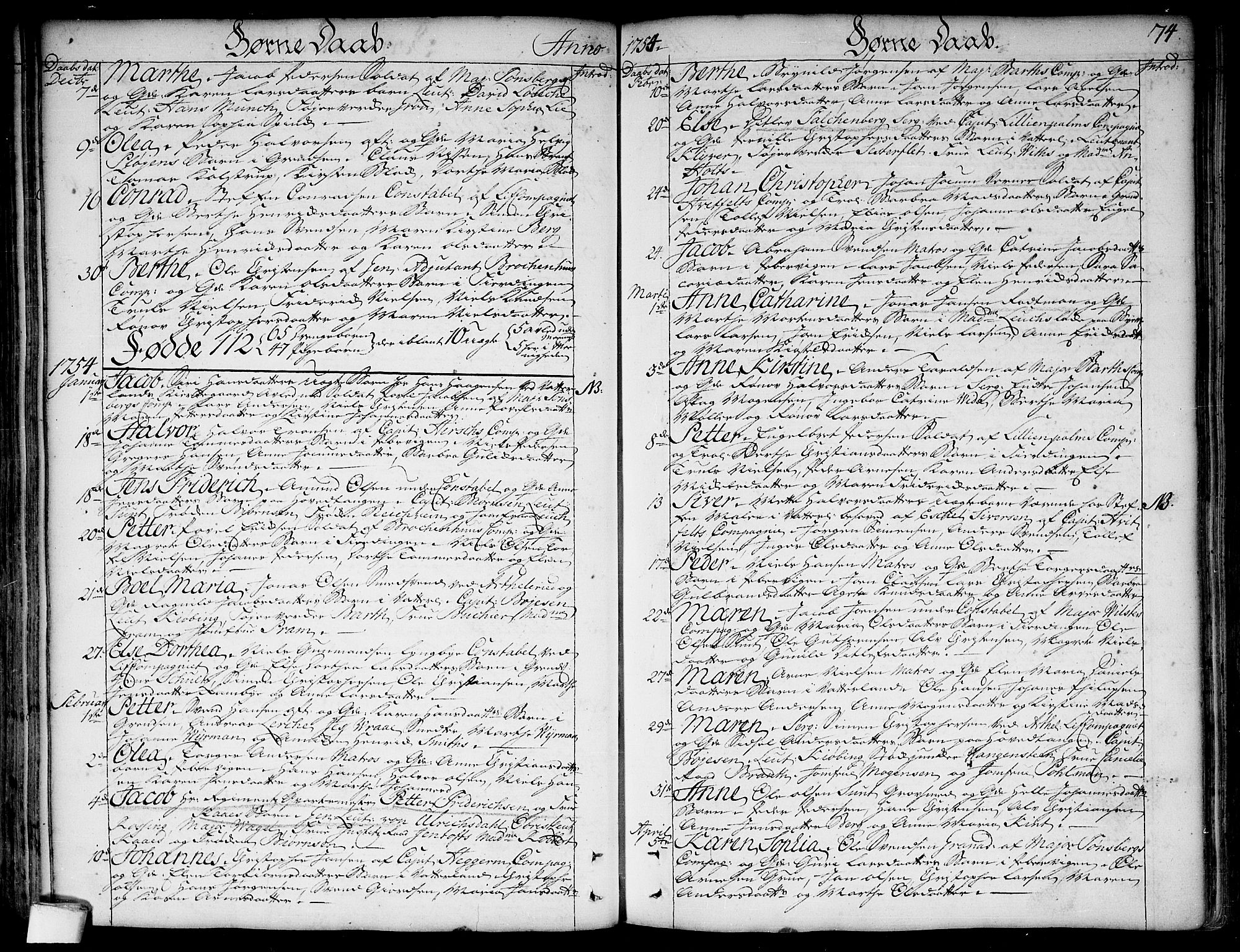Garnisonsmenigheten Kirkebøker, SAO/A-10846/F/Fa/L0001: Parish register (official) no. 1, 1734-1756, p. 74