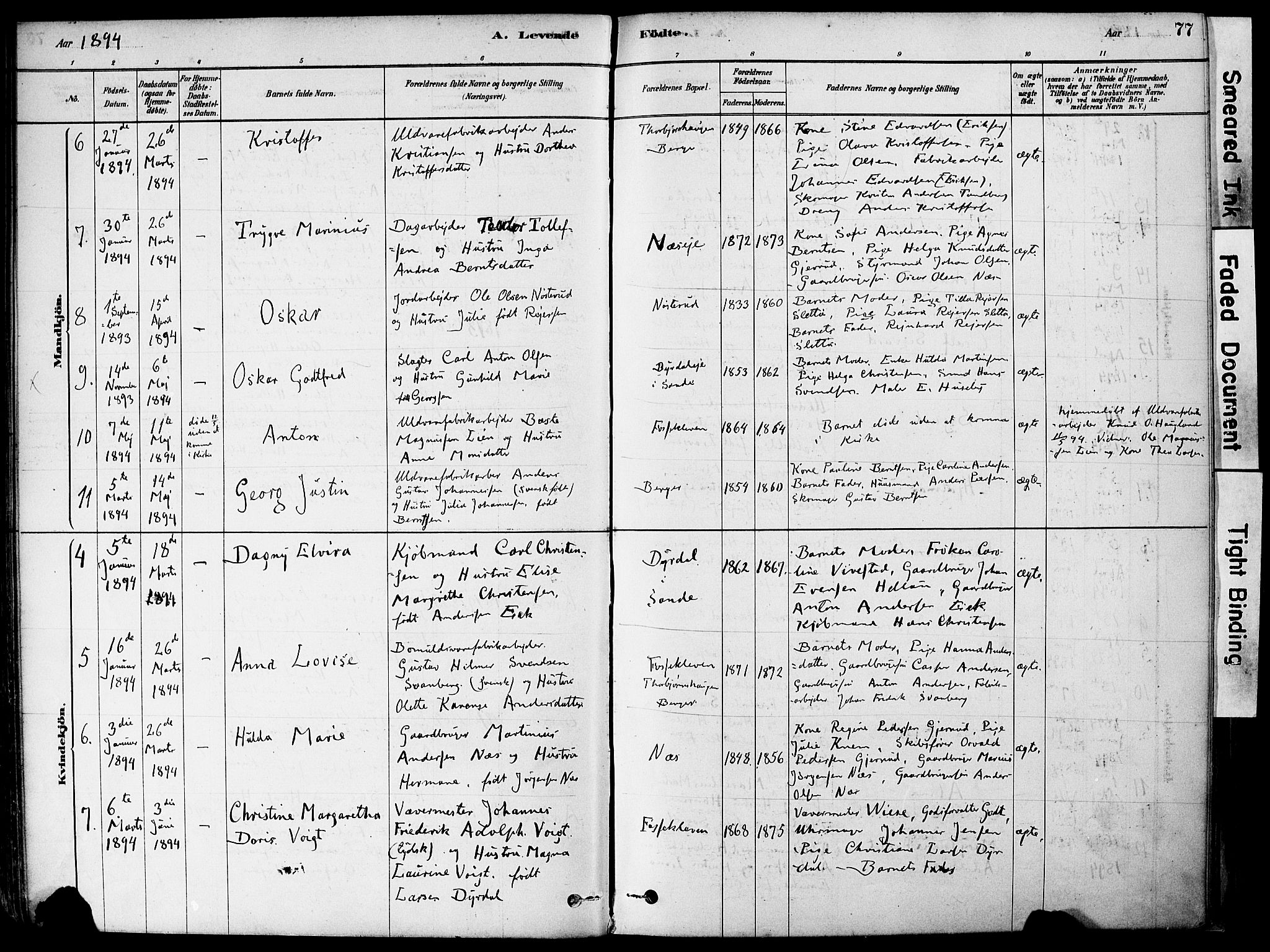 Strømm kirkebøker, AV/SAKO-A-322/F/Fa/L0004: Parish register (official) no. I 4, 1878-1899, p. 77