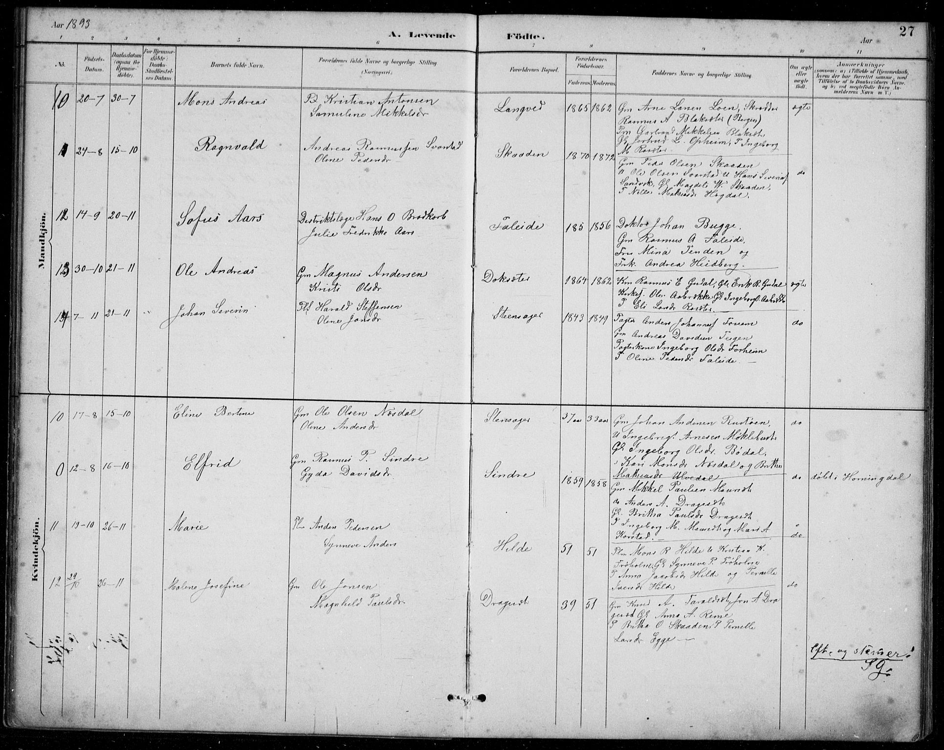 Innvik sokneprestembete, SAB/A-80501: Parish register (copy) no. A 3, 1886-1912, p. 27