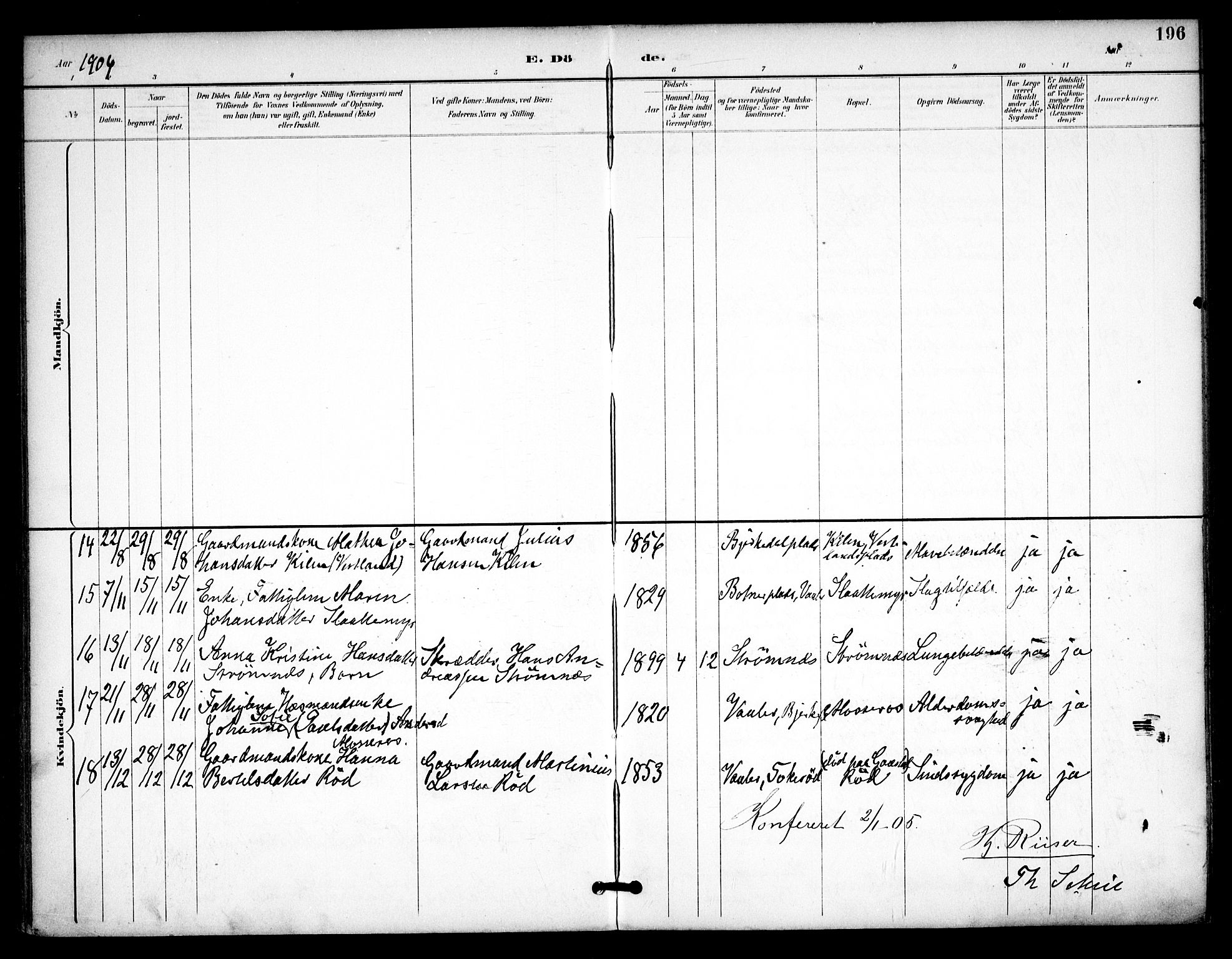 Våler prestekontor Kirkebøker, SAO/A-11083/F/Fa/L0011: Parish register (official) no. I 11, 1893-1909, p. 196