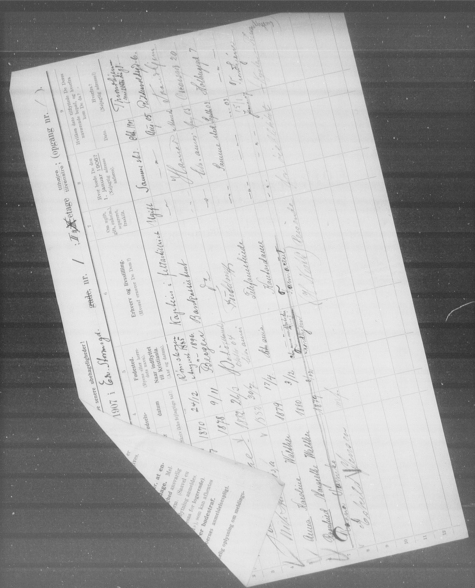 OBA, Municipal Census 1907 for Kristiania, 1907, p. 9519