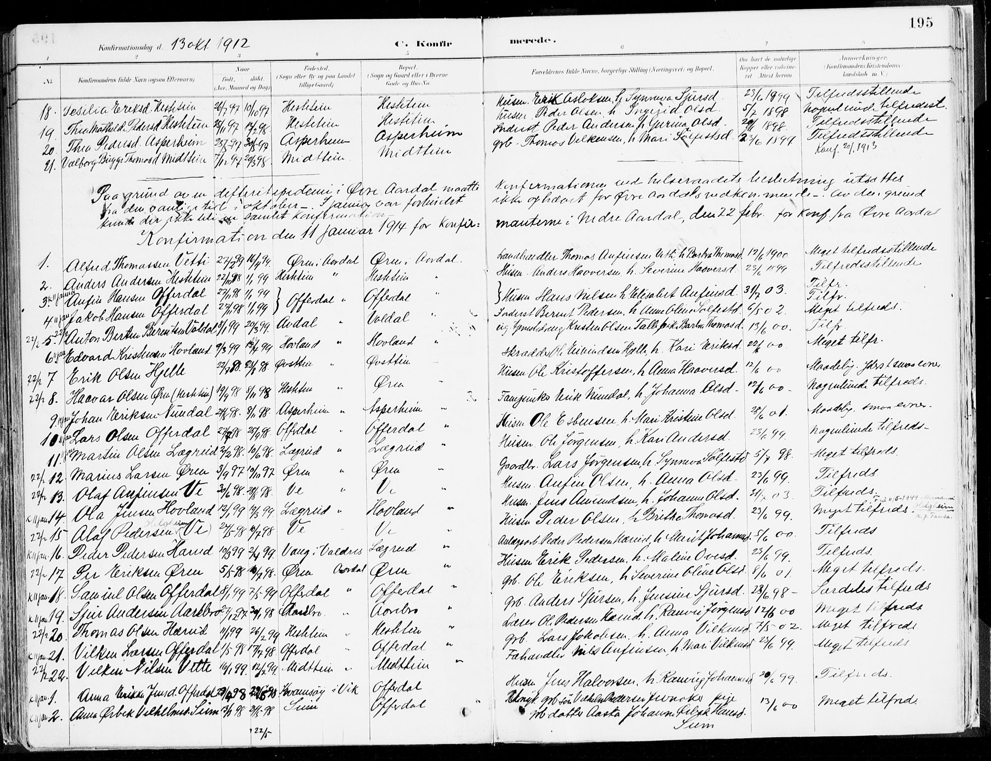 Årdal sokneprestembete, SAB/A-81701: Parish register (official) no. A 5, 1887-1917, p. 195