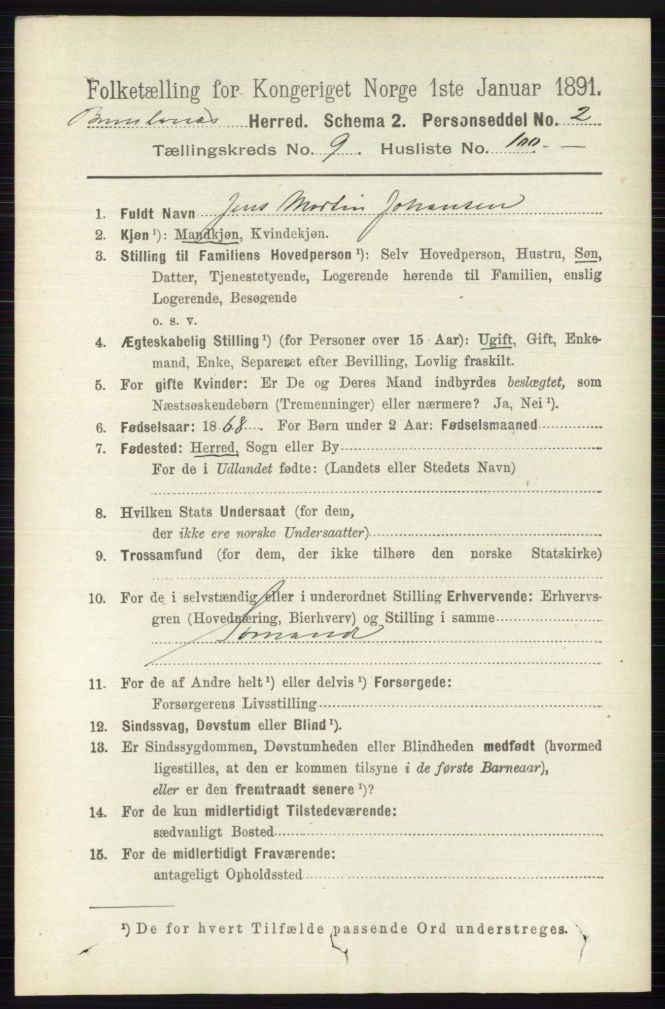 RA, 1891 census for 0726 Brunlanes, 1891, p. 4660