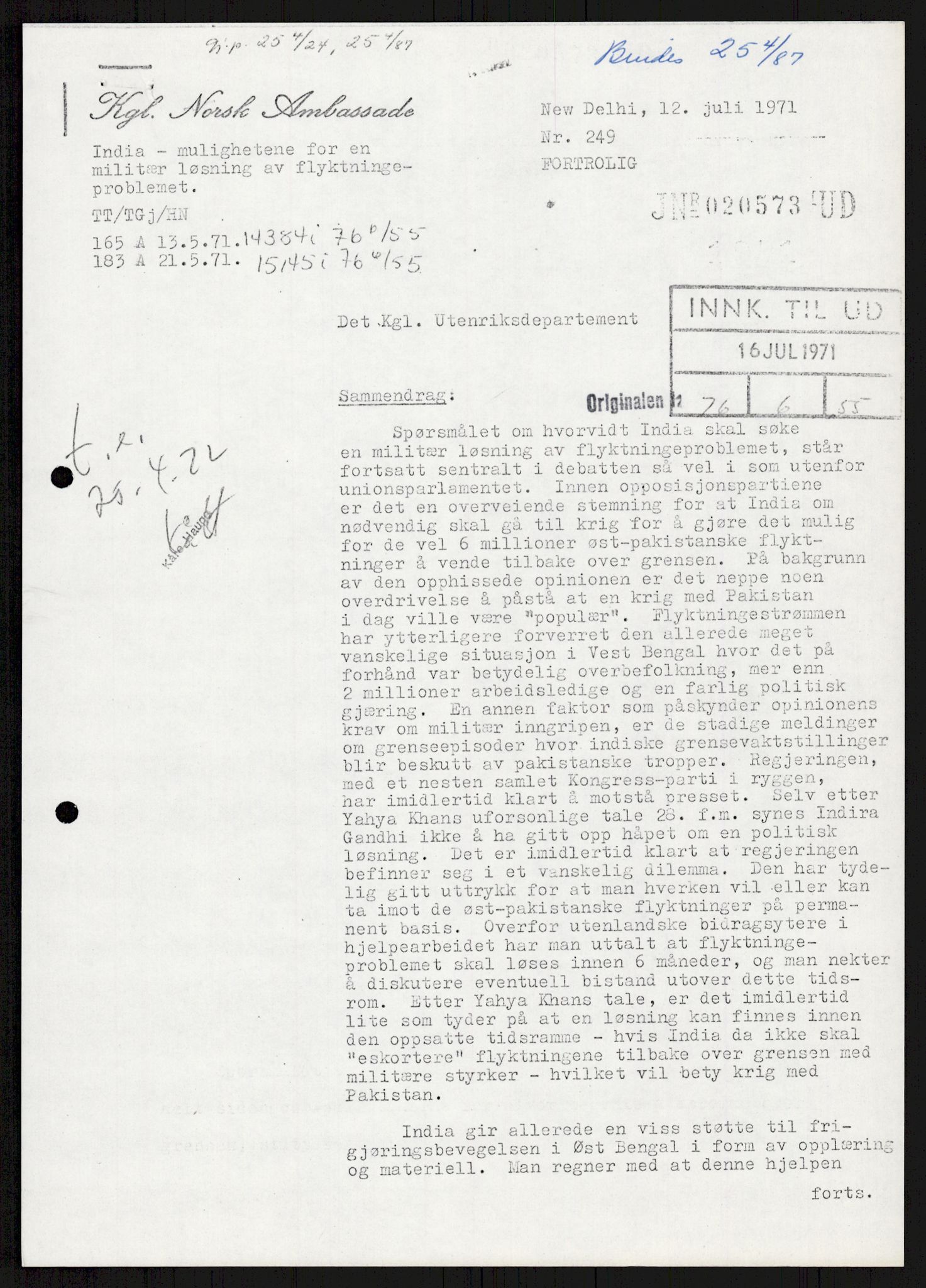 Utenriksdepartementet, hovedarkiv, AV/RA-S-6794/D/Db/Dba/L0776/0003: Verdenspolitikk. Fremmede staters politikk (G.L.) / Israel: Politikk (2 mapper), 1970-1972, p. 94