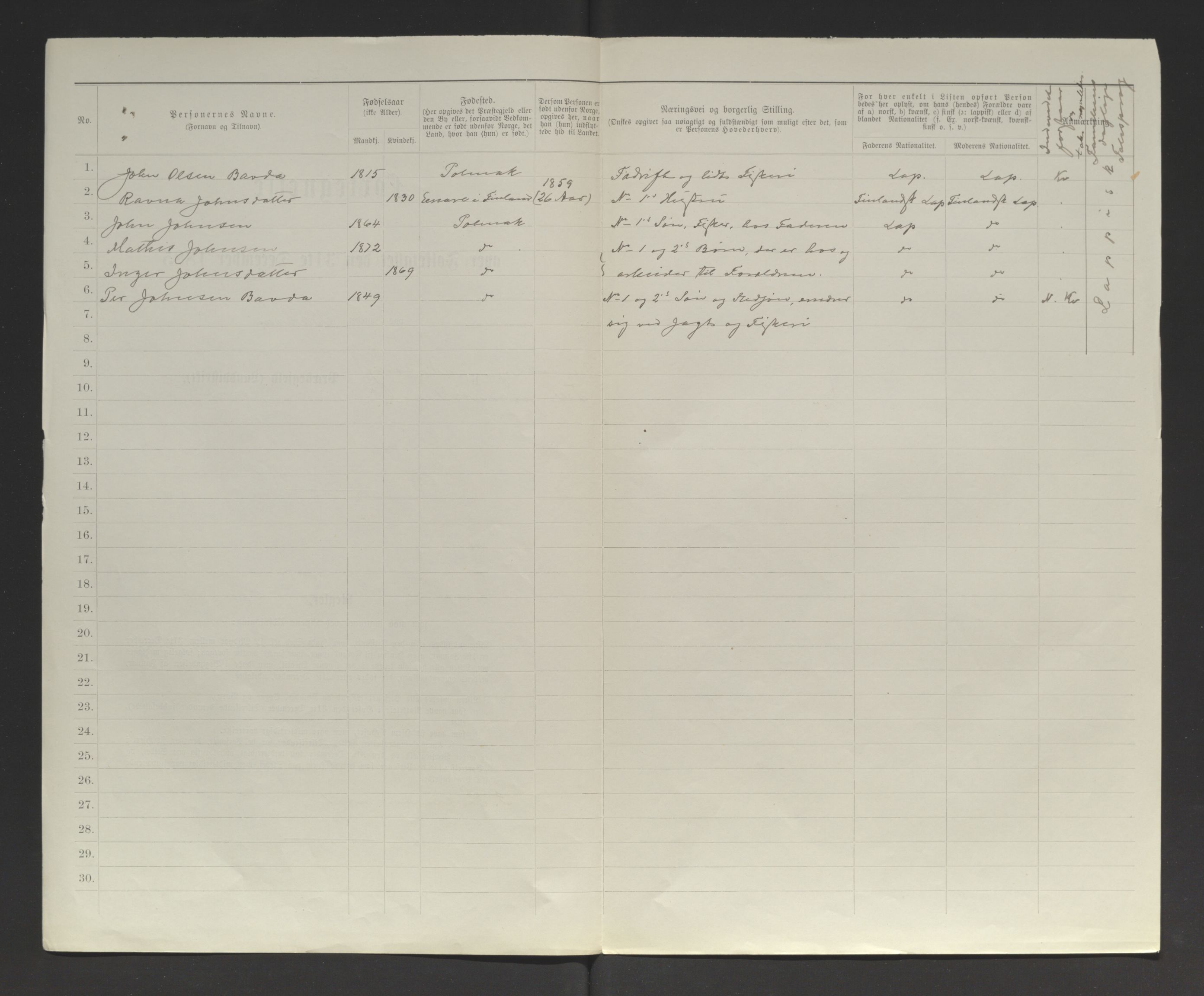 SATØ, 1885 census for 2027 Nesseby, 1885, p. 99b