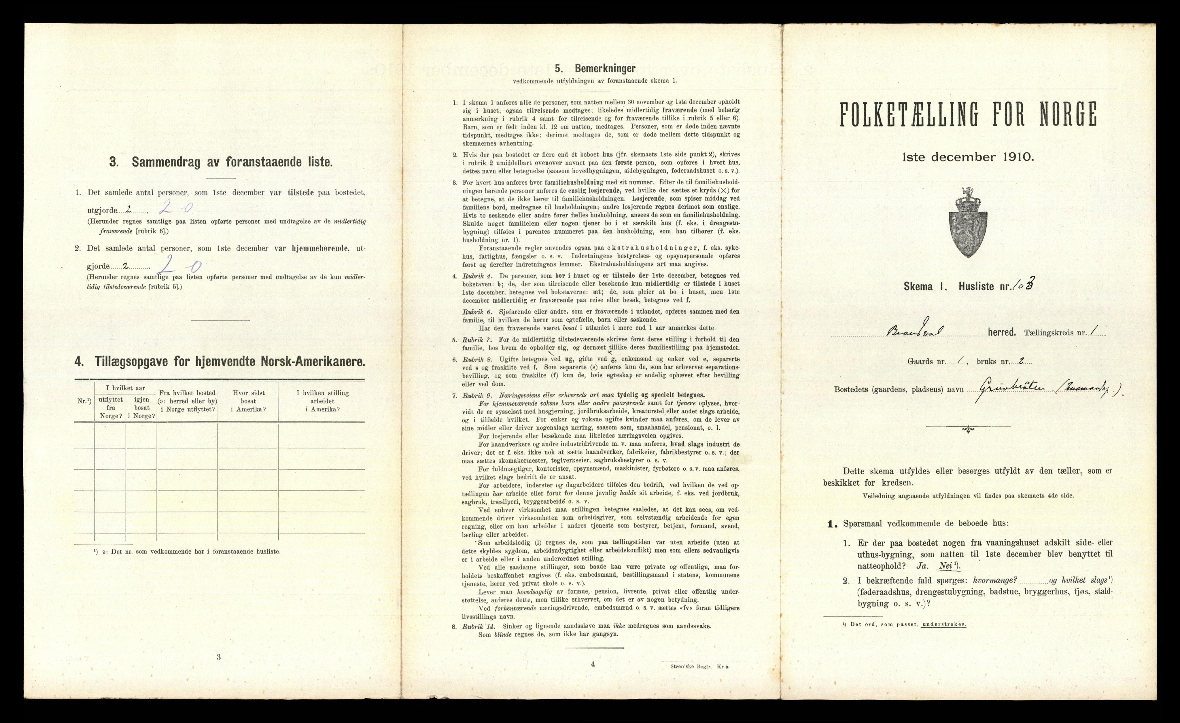 RA, 1910 census for Brandval, 1910, p. 243