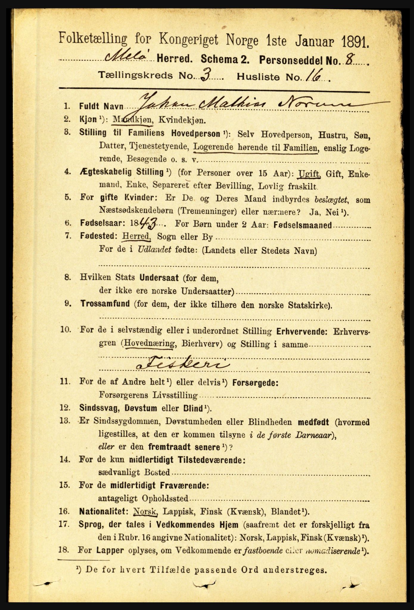 RA, 1891 census for 1837 Meløy, 1891, p. 1029