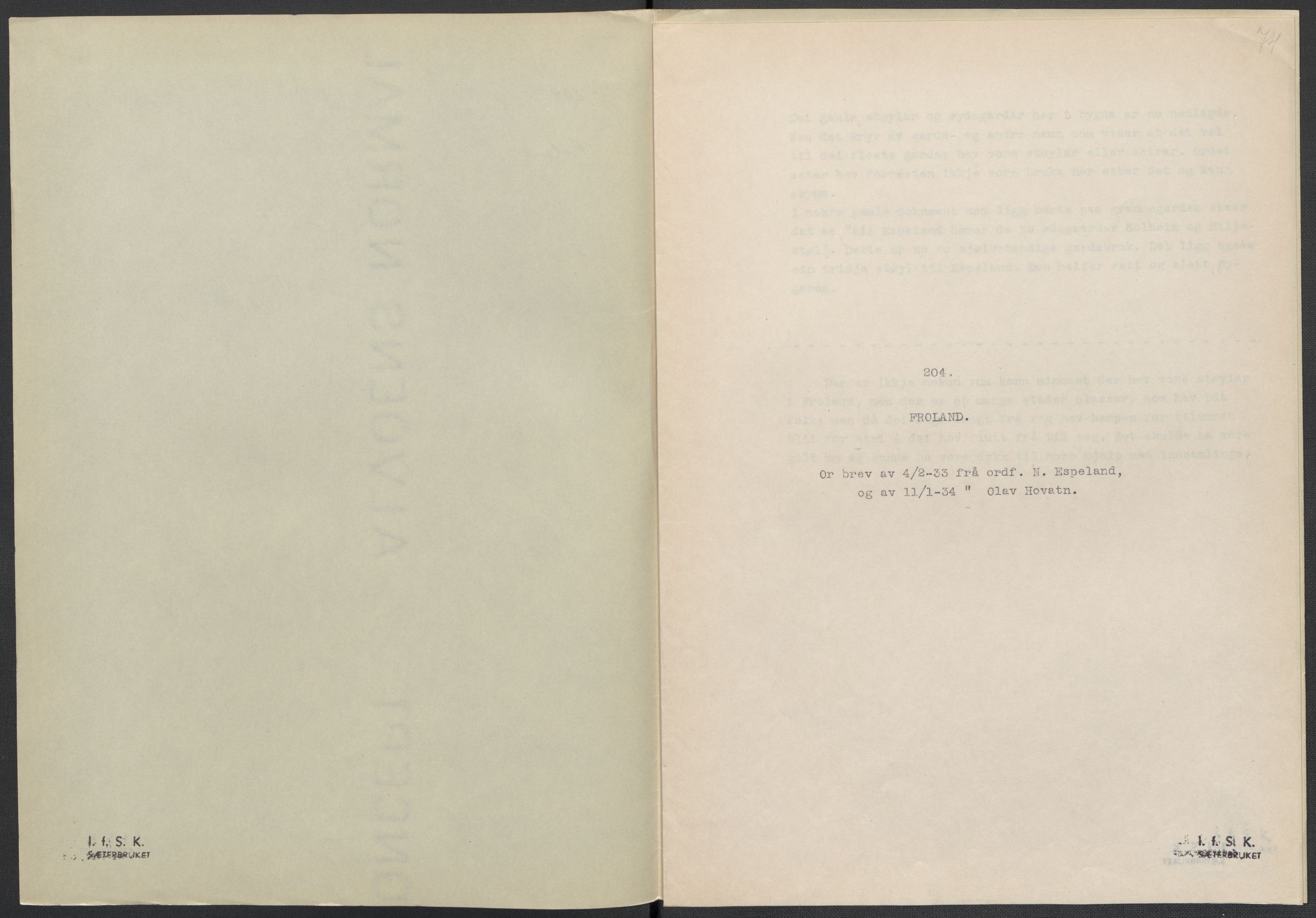 Instituttet for sammenlignende kulturforskning, AV/RA-PA-0424/F/Fc/L0008/0001: Eske B8: / Aust-Agder (perm XIX), 1932-1938, p. 74