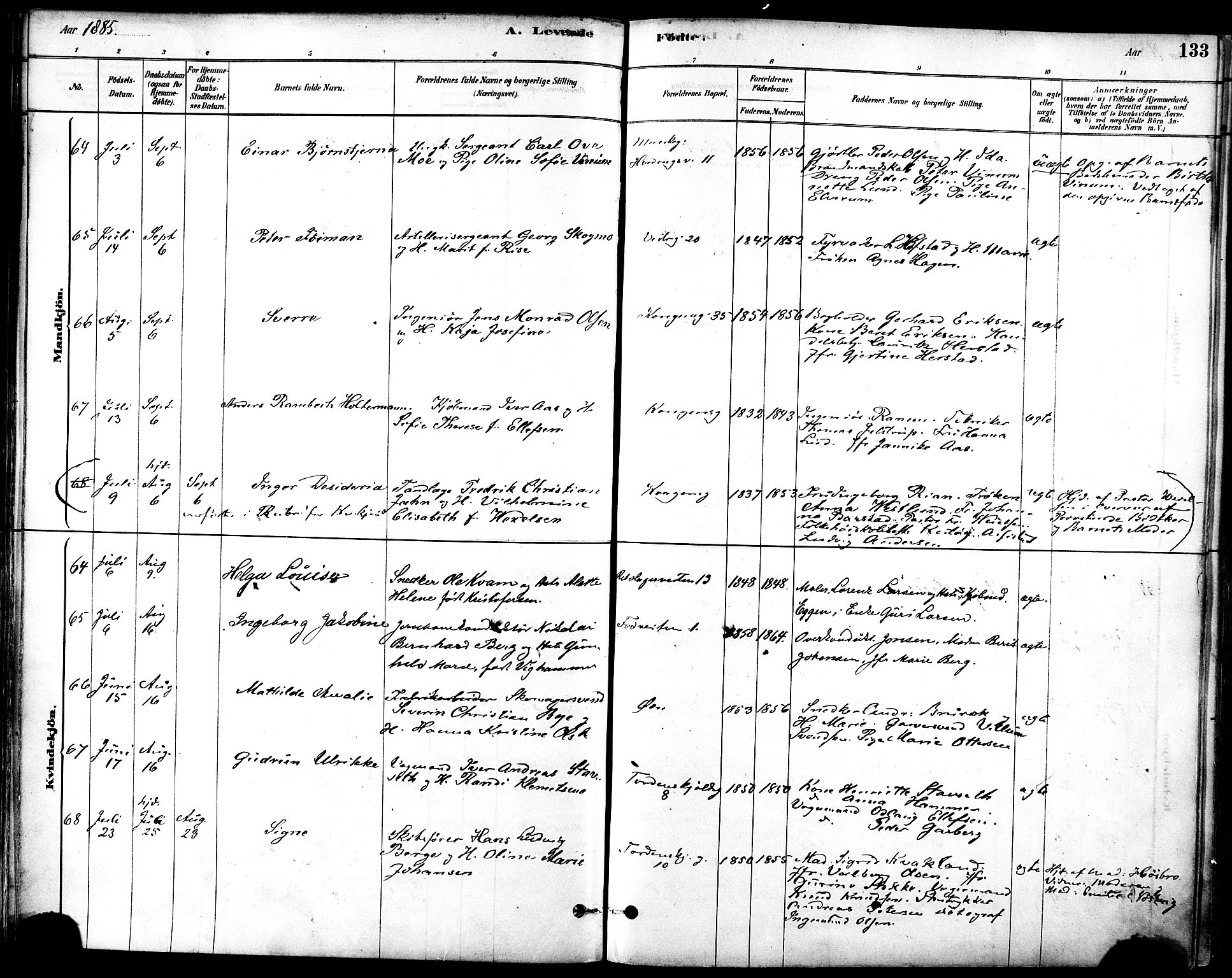 Ministerialprotokoller, klokkerbøker og fødselsregistre - Sør-Trøndelag, SAT/A-1456/601/L0057: Parish register (official) no. 601A25, 1877-1891, p. 133