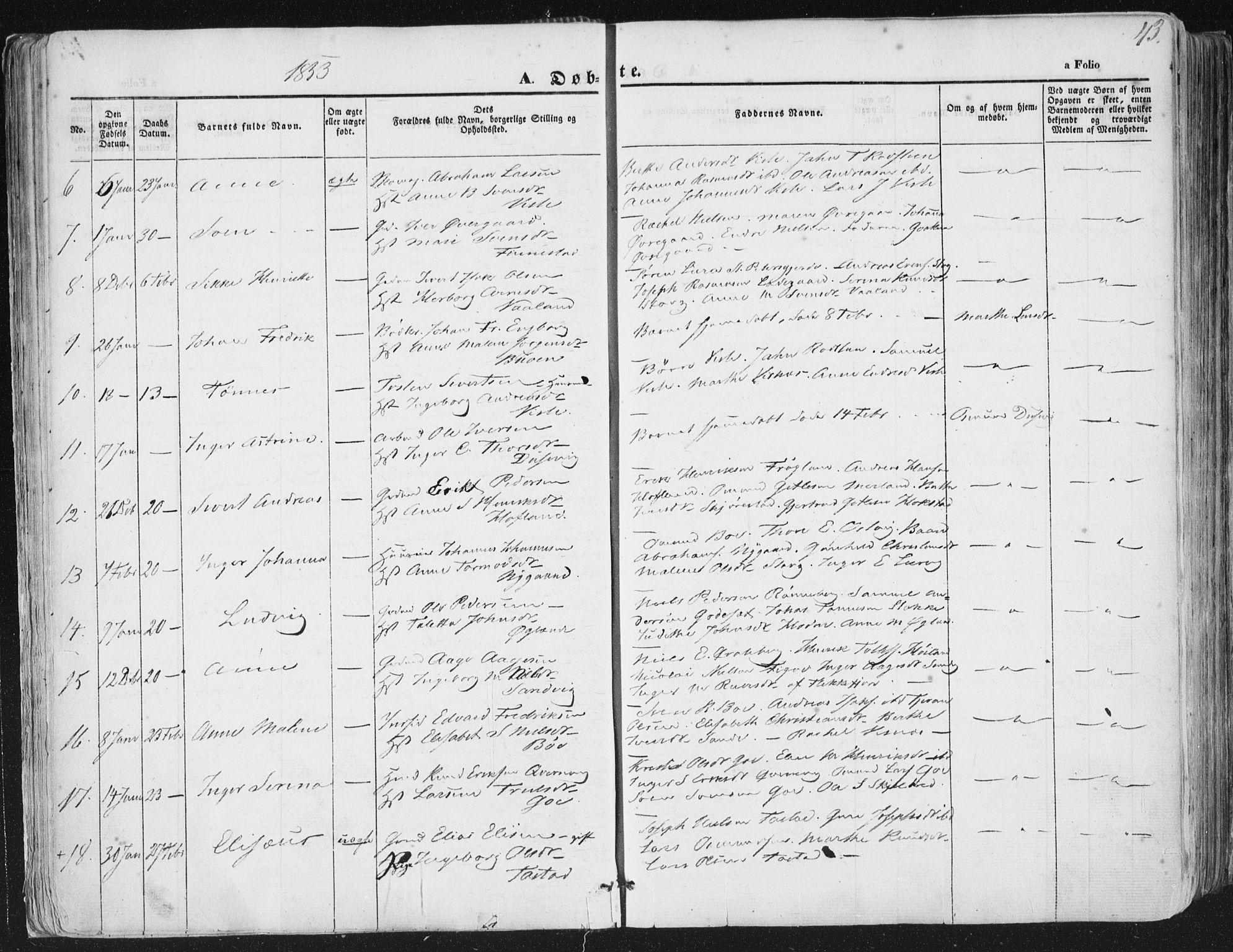 Hetland sokneprestkontor, AV/SAST-A-101826/30/30BA/L0002: Parish register (official) no. A 2, 1849-1869, p. 43