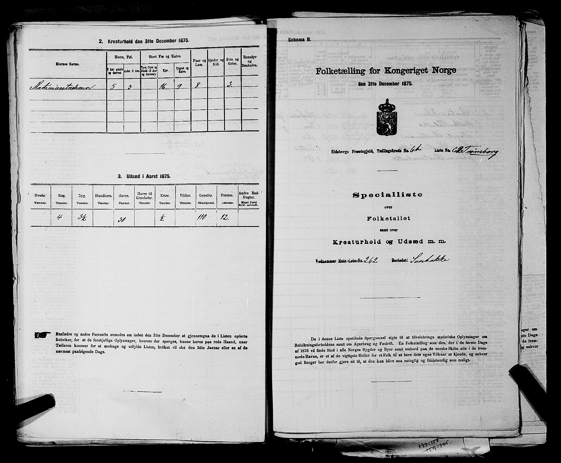 RA, 1875 census for 0125P Eidsberg, 1875, p. 1342