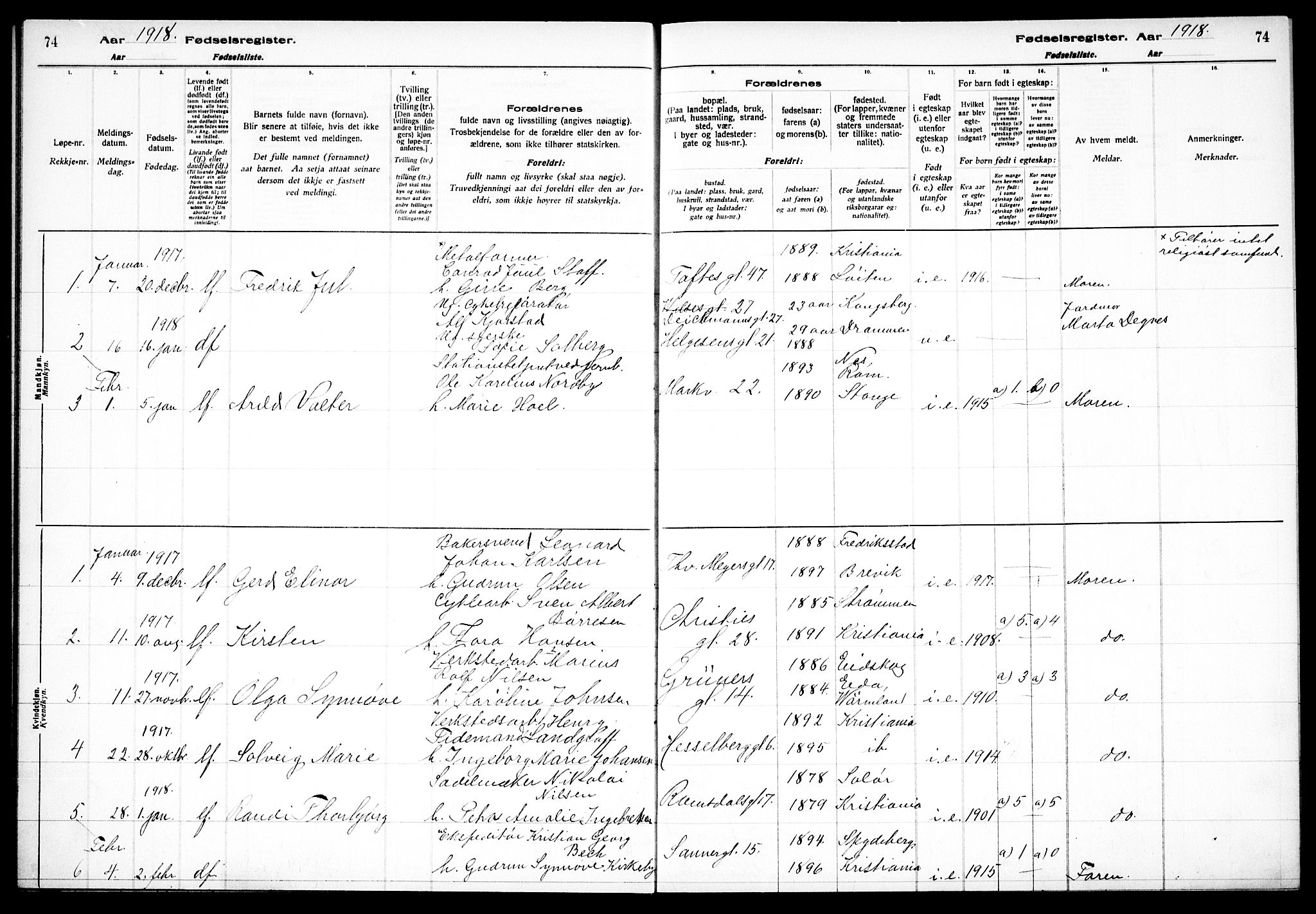 Paulus prestekontor Kirkebøker, AV/SAO-A-10871/J/Ja/L0001: Birth register no. 1, 1916-1923, p. 74