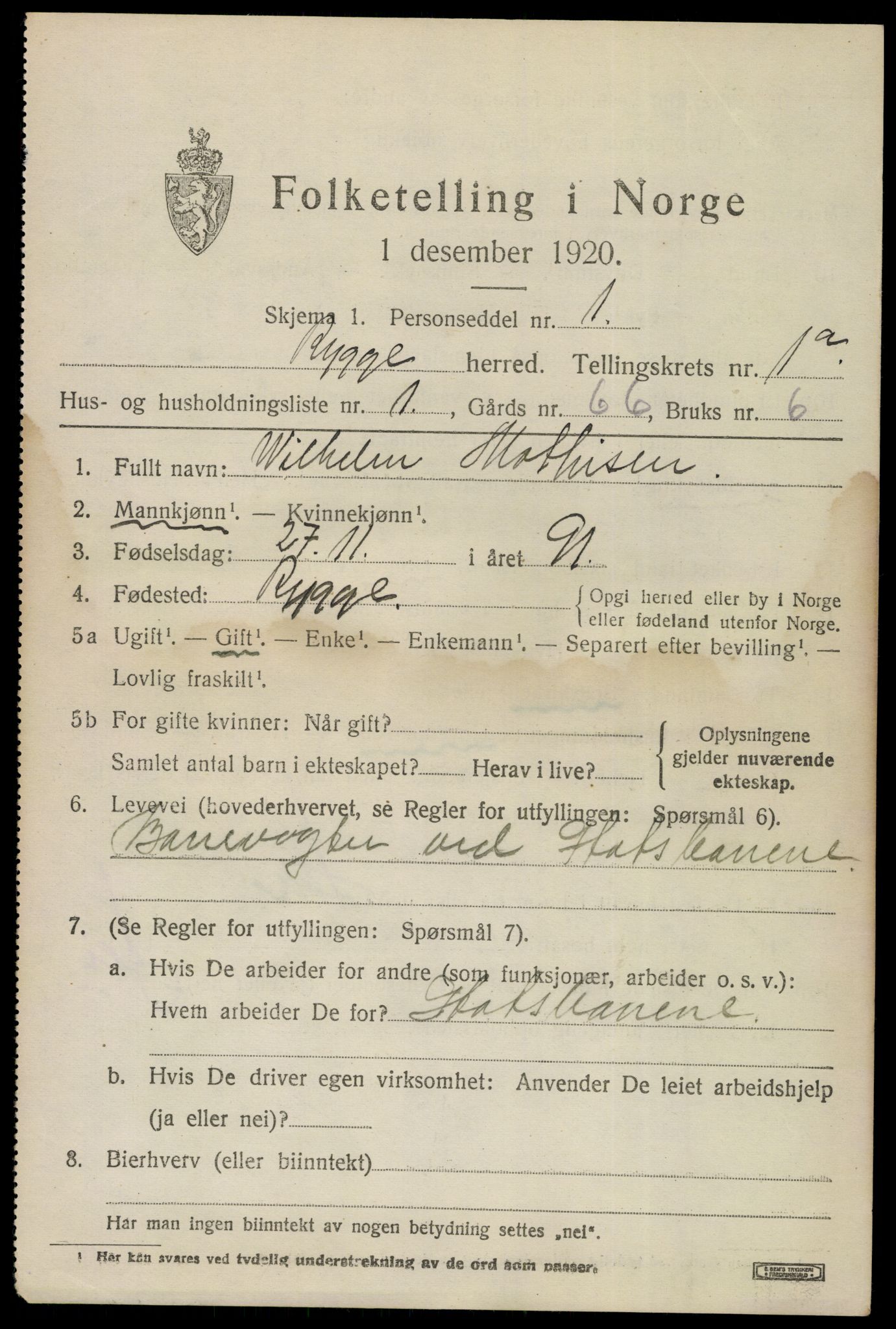 SAO, 1920 census for Rygge, 1920, p. 4133