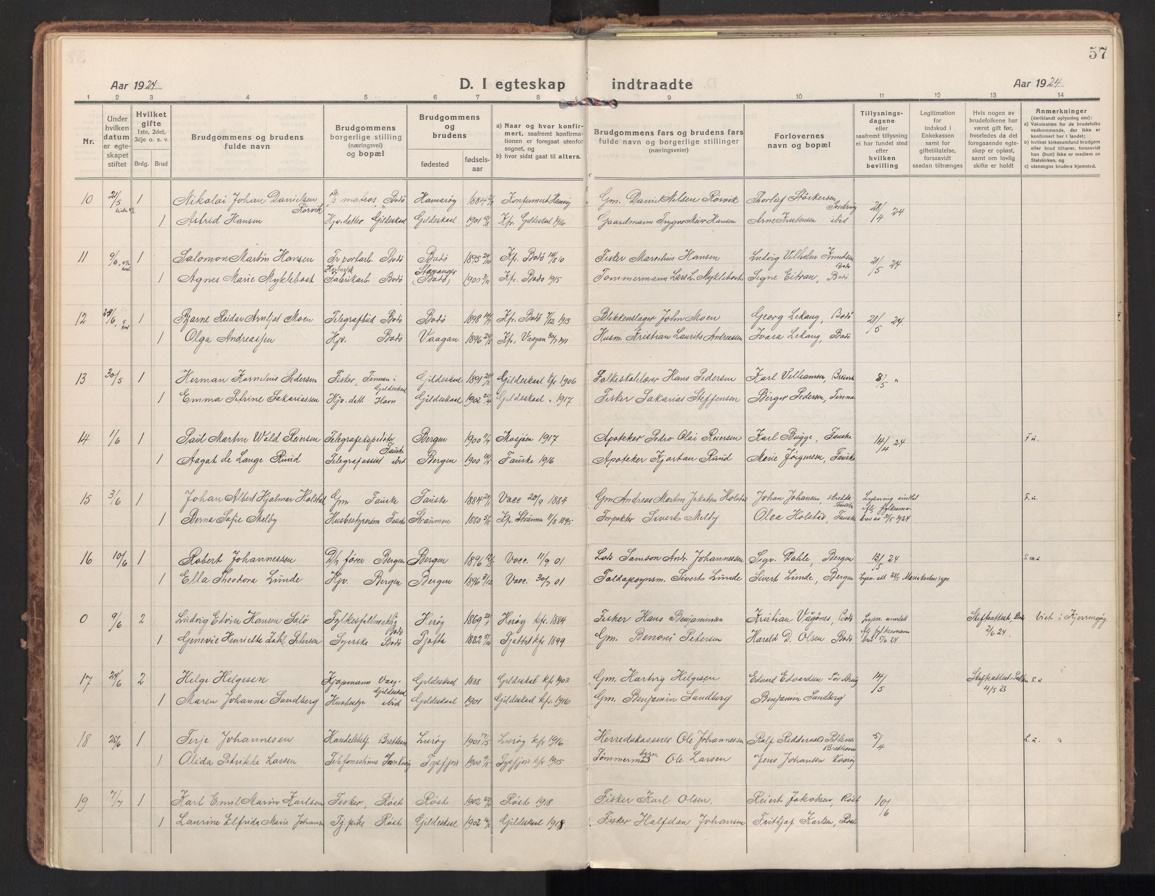 Ministerialprotokoller, klokkerbøker og fødselsregistre - Nordland, SAT/A-1459/801/L0018: Parish register (official) no. 801A18, 1916-1930, p. 57