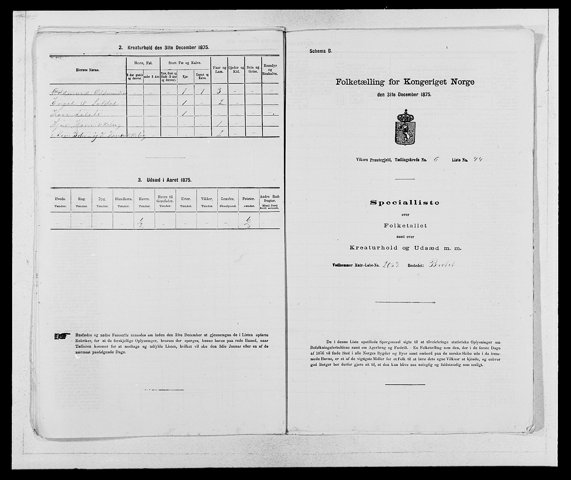 SAB, 1875 census for 1238P Vikør, 1875, p. 862