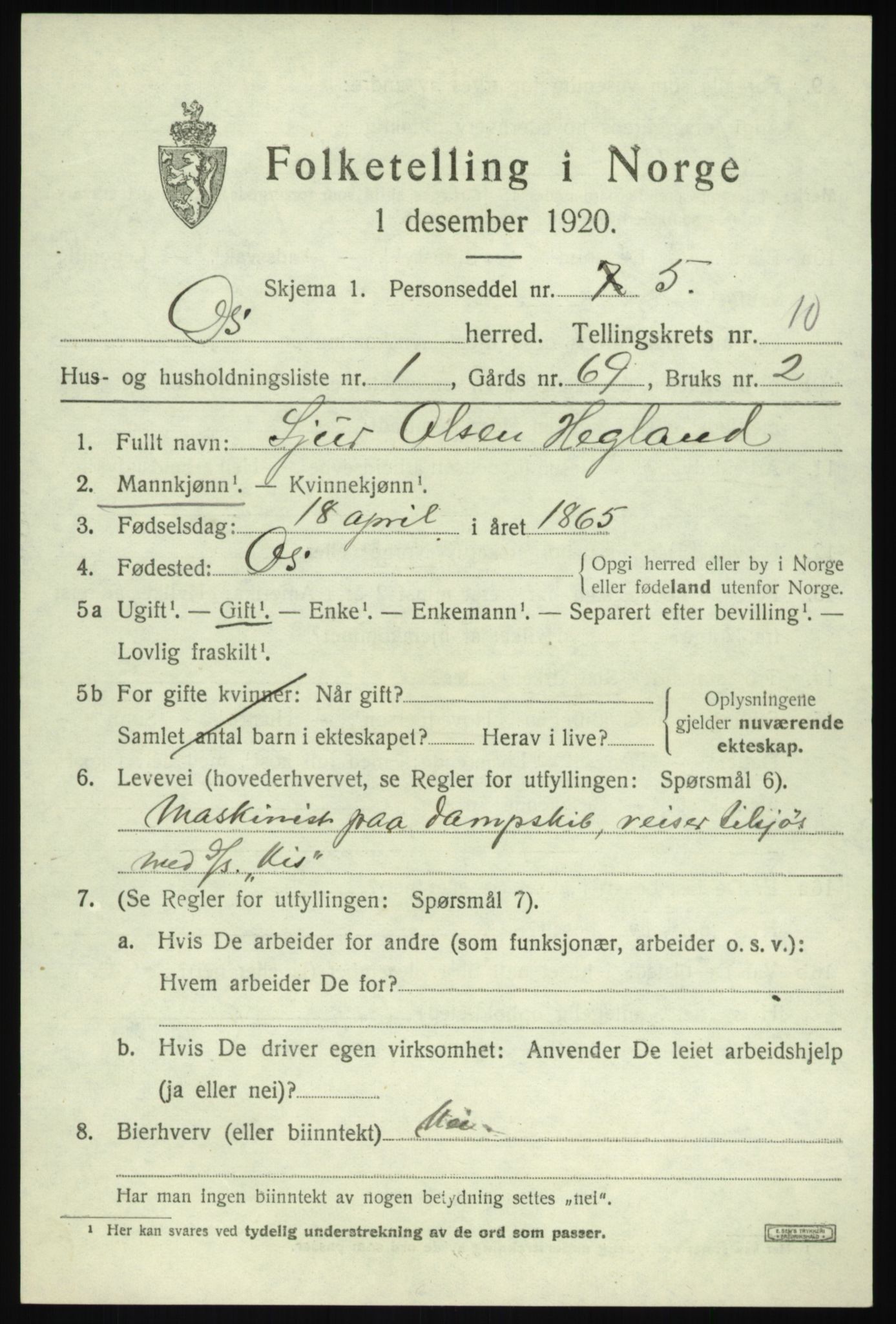 SAB, 1920 census for Os, 1920, p. 8224