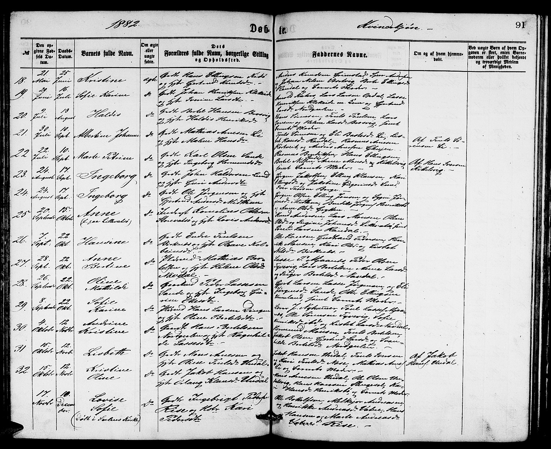 Gulen sokneprestembete, AV/SAB-A-80201/H/Hab/Habb/L0002: Parish register (copy) no. B 2, 1867-1883, p. 91