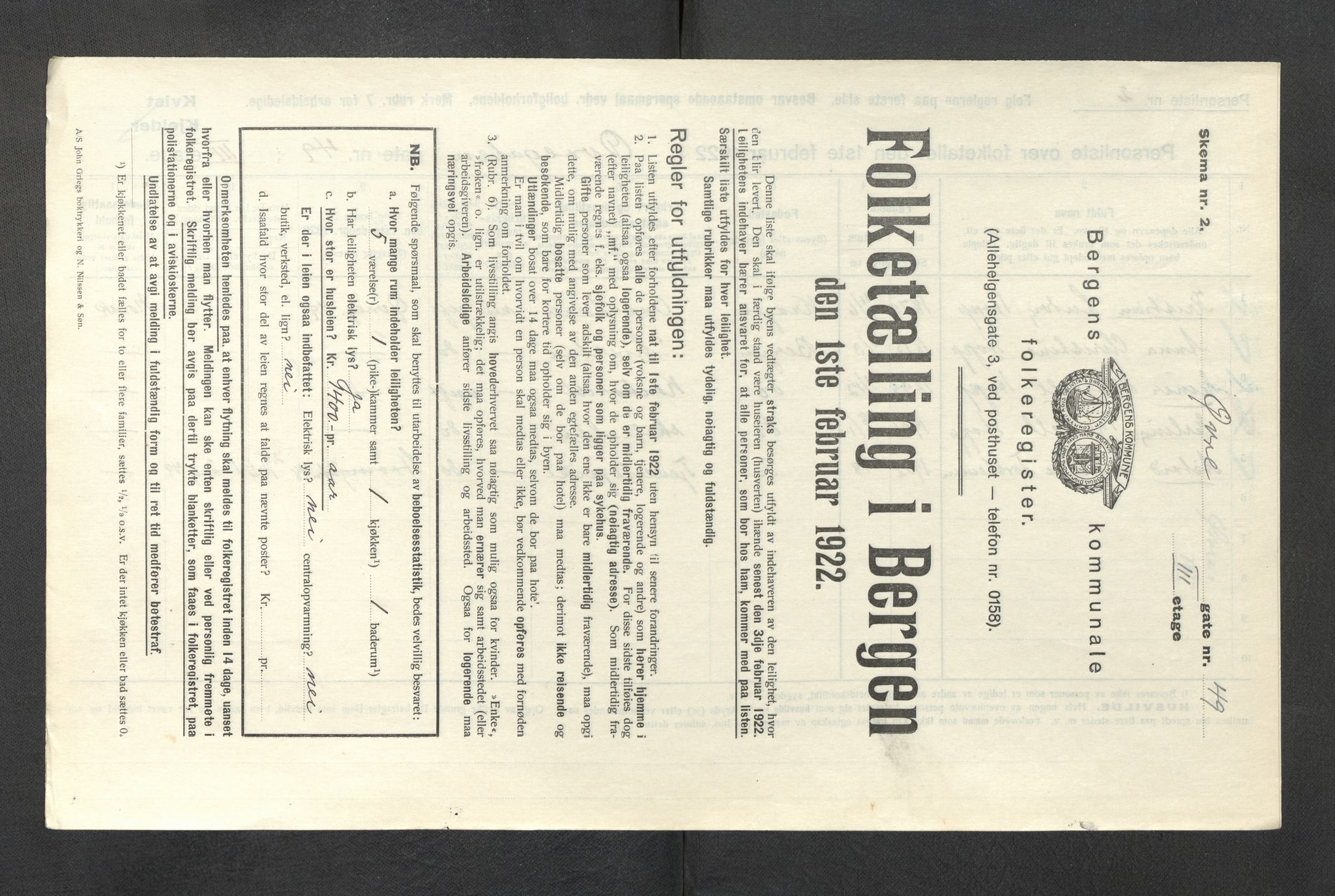 SAB, Municipal Census 1922 for Bergen, 1922, p. 49371