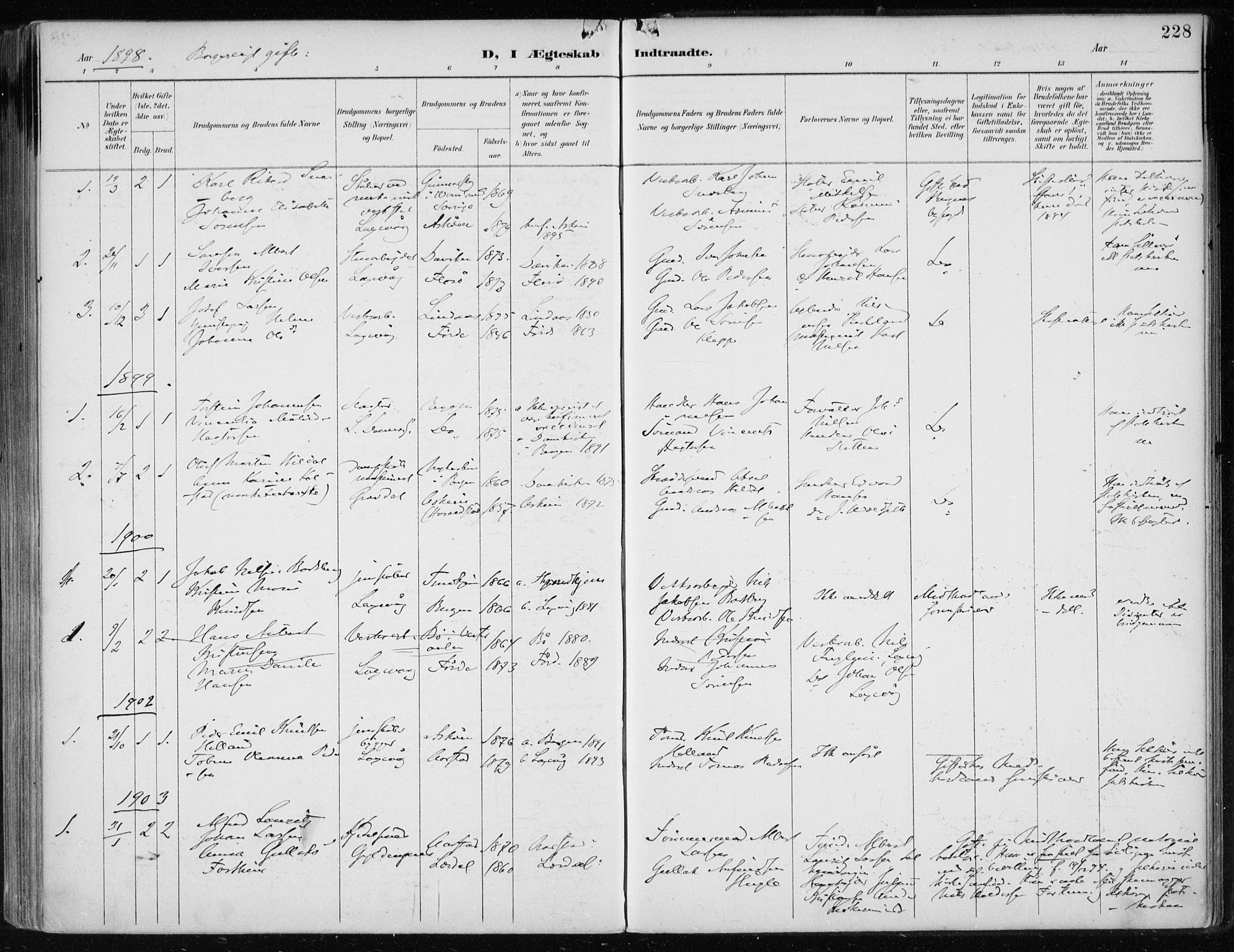 Askøy Sokneprestembete, SAB/A-74101/H/Ha/Haa/Haae/L0003: Parish register (official) no. E 3, 1891-1903, p. 228