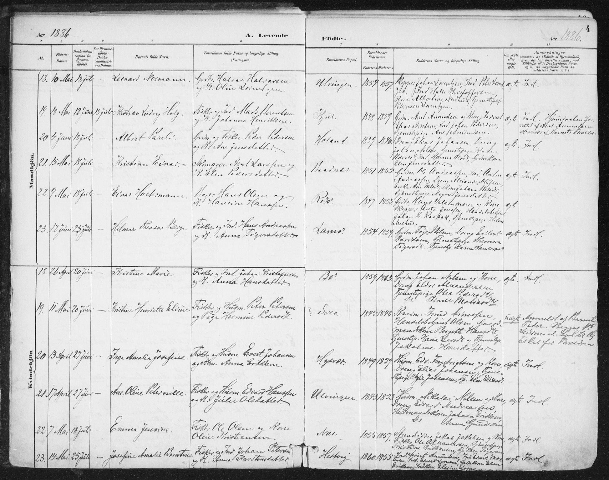 Ministerialprotokoller, klokkerbøker og fødselsregistre - Nordland, SAT/A-1459/816/L0244: Parish register (official) no. 816A10, 1886-1903, p. 4