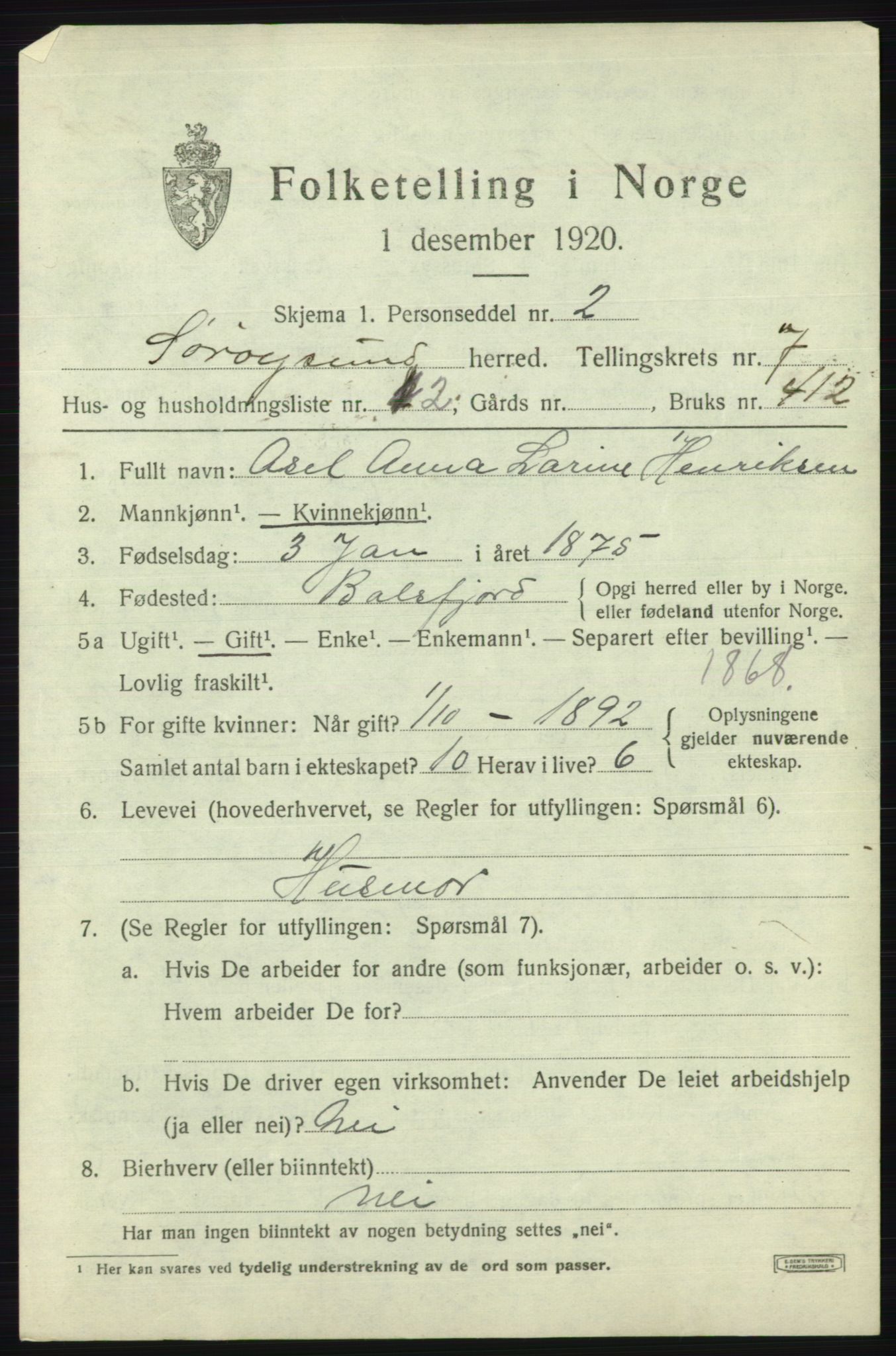 SATØ, 1920 census for Sørøysund rural district, 1920, p. 2798