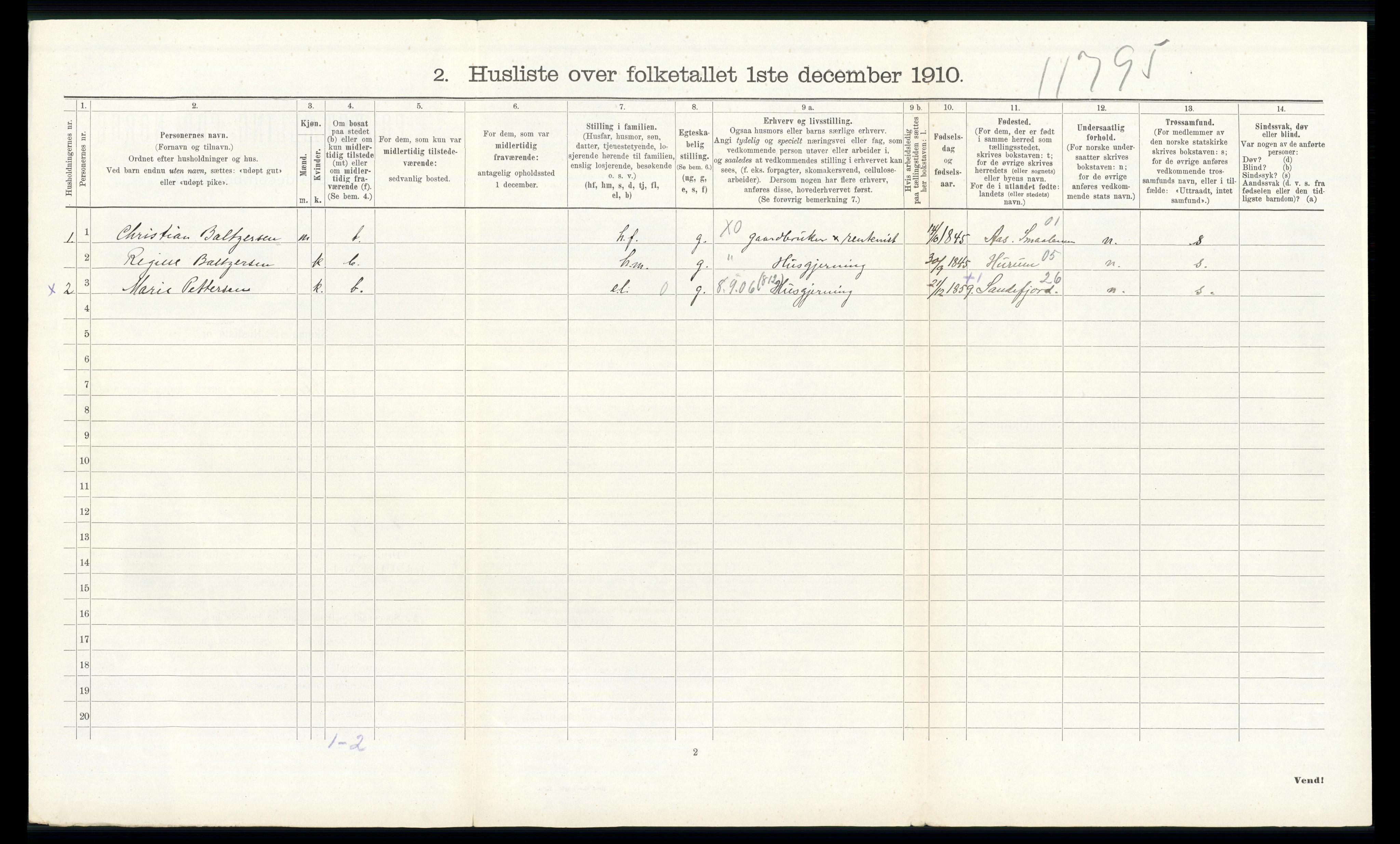 RA, 1910 census for Strømm, 1910, p. 369