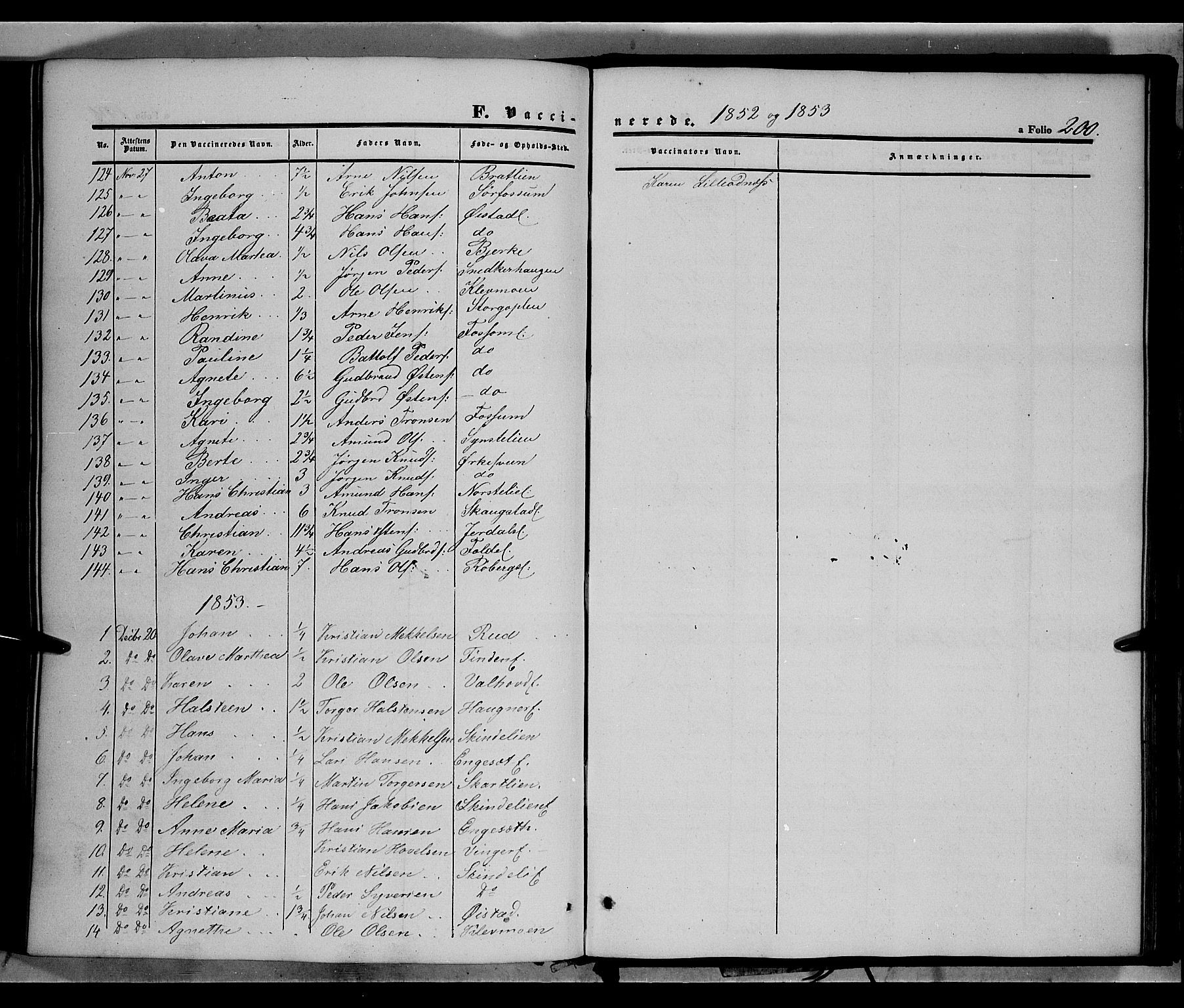 Land prestekontor, SAH/PREST-120/H/Ha/Haa/L0010: Parish register (official) no. 10, 1847-1859, p. 200