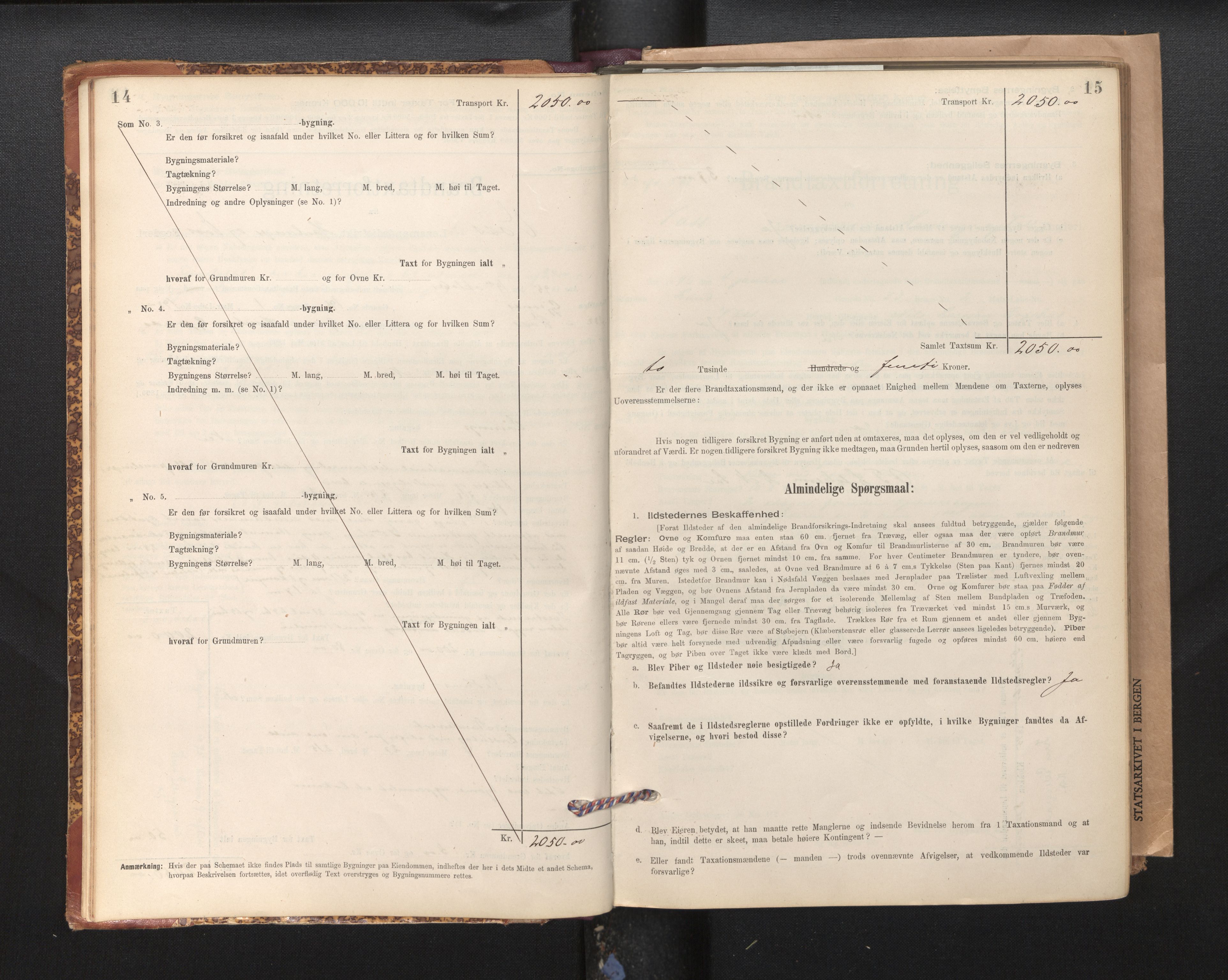 Lensmannen i Voss, AV/SAB-A-35801/0012/L0008: Branntakstprotokoll, skjematakst, 1895-1945, p. 14-15