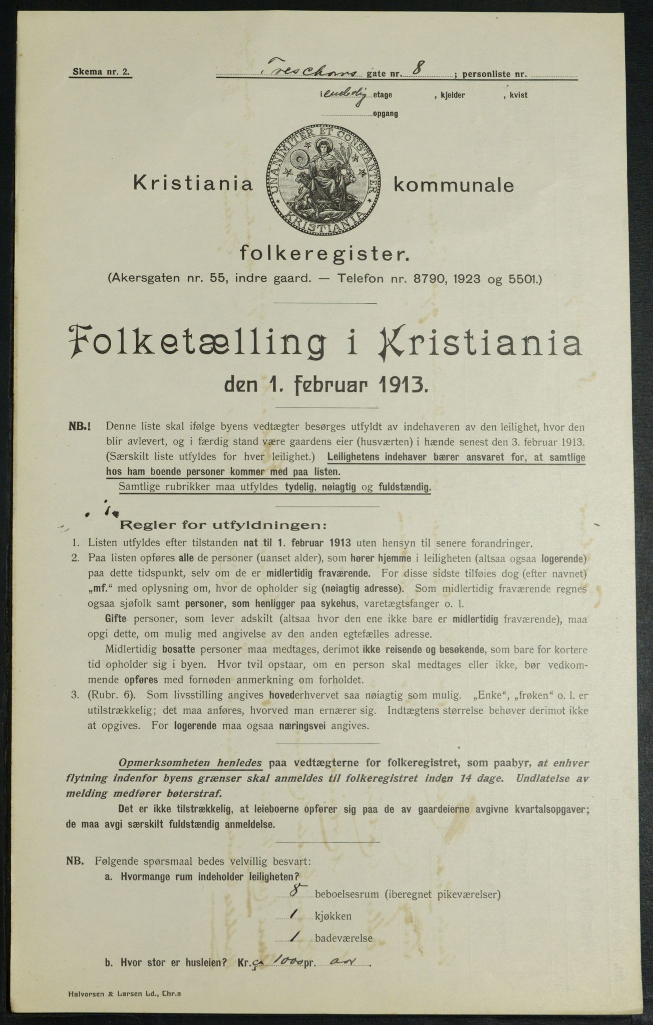 OBA, Municipal Census 1913 for Kristiania, 1913, p. 115535