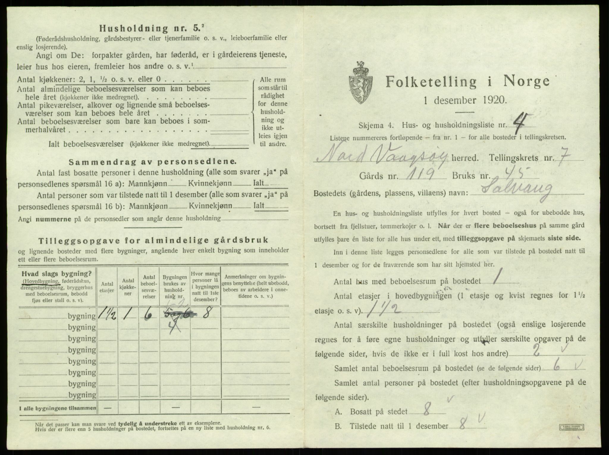 SAB, 1920 census for Nord-Vågsøy, 1920, p. 352