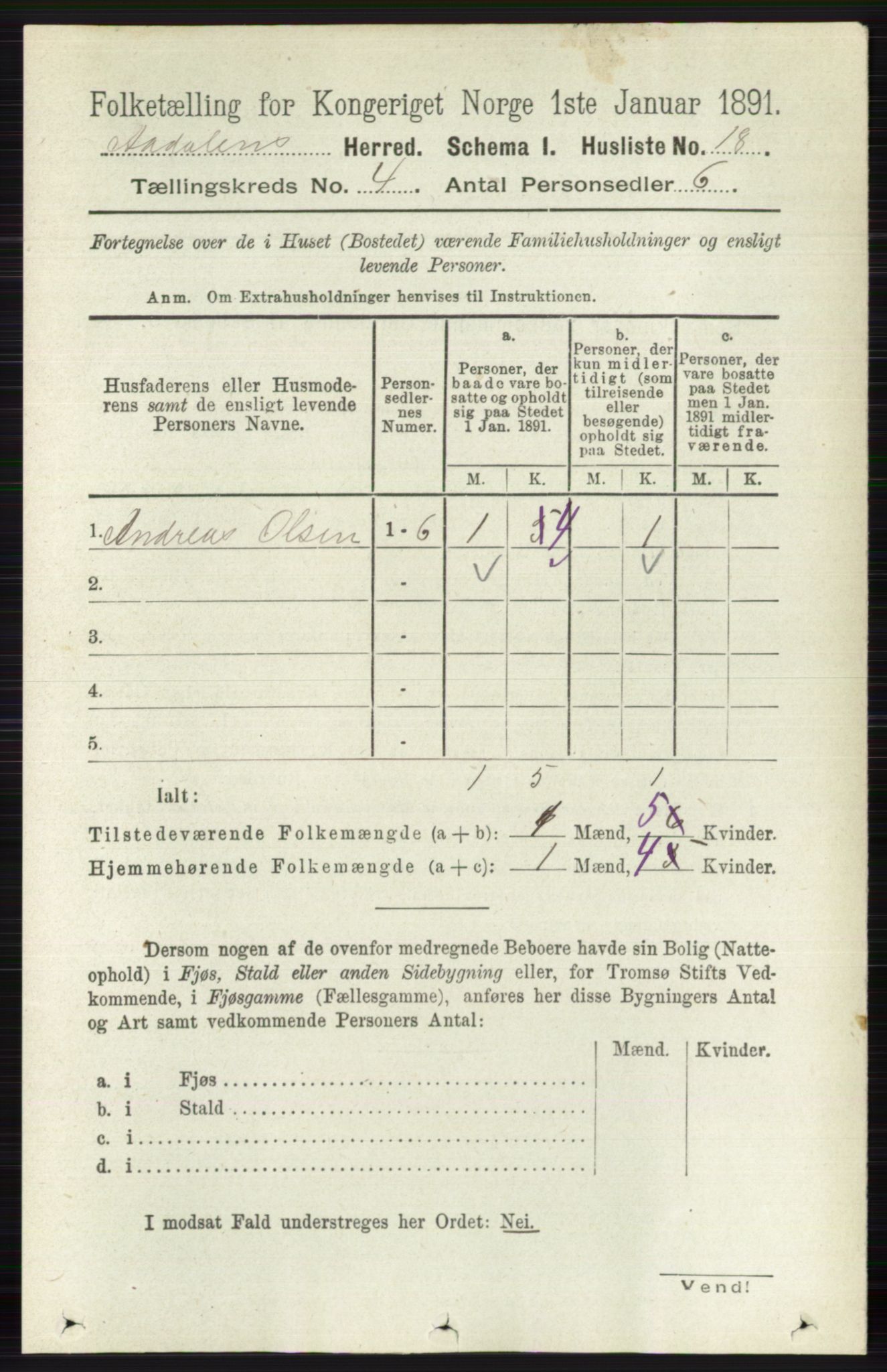 RA, 1891 census for 0614 Ådal, 1891, p. 1468