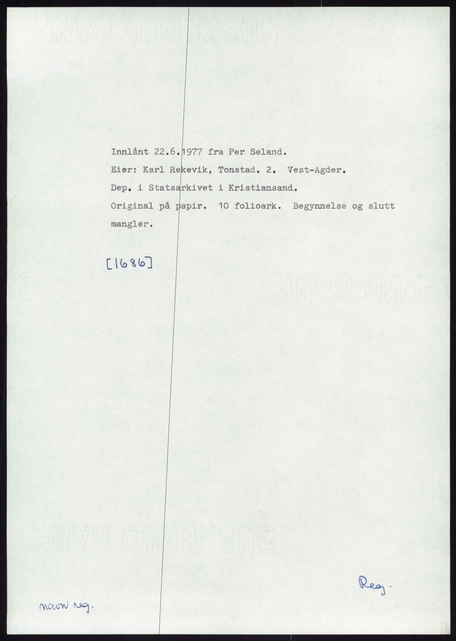 Samlinger til kildeutgivelse, Diplomavskriftsamlingen, AV/RA-EA-4053/H/Ha, p. 2368