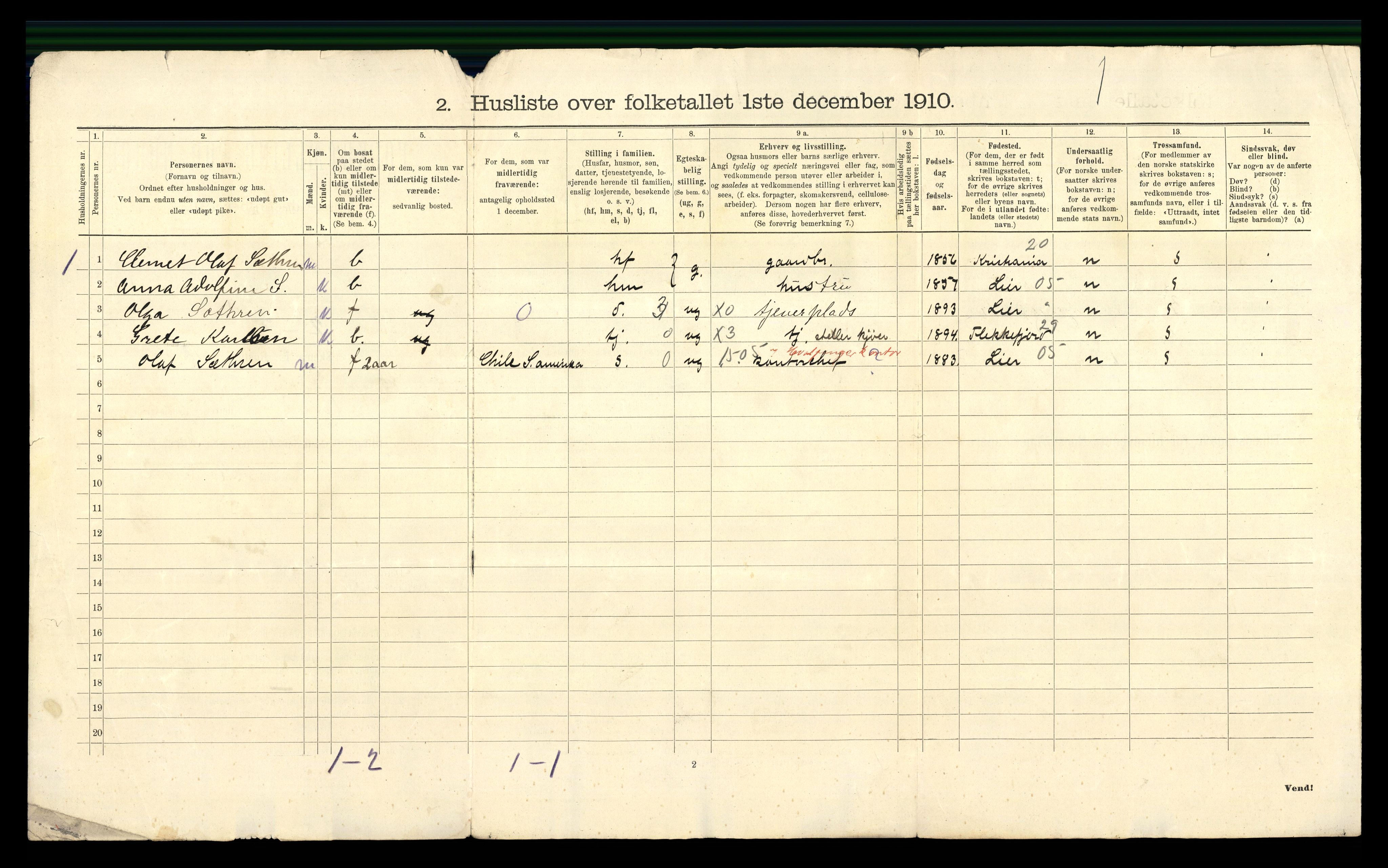 RA, 1910 census for Botne, 1910, p. 27