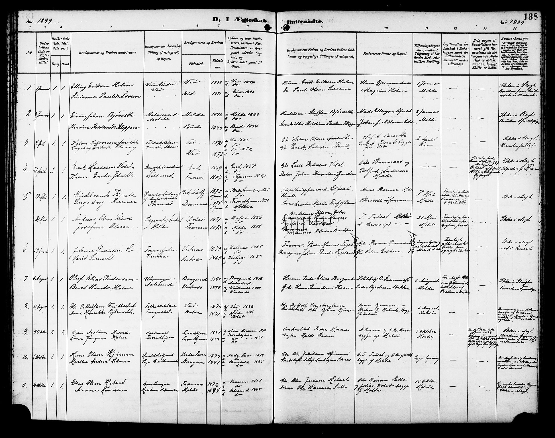 Ministerialprotokoller, klokkerbøker og fødselsregistre - Møre og Romsdal, SAT/A-1454/558/L0702: Parish register (copy) no. 558C03, 1894-1915, p. 138